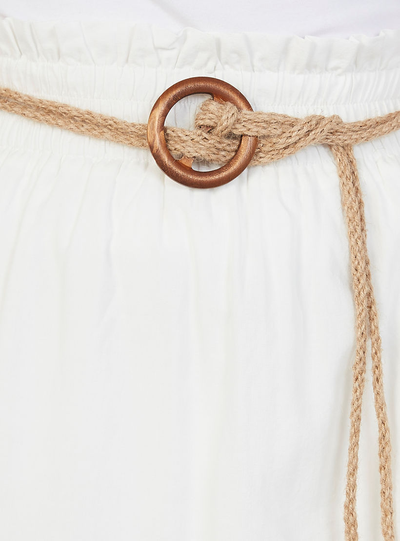 تنّورة سادة قصيرة بخصر بيبرباج وأربطة-women-clothing-bottoms-skirts-image-2