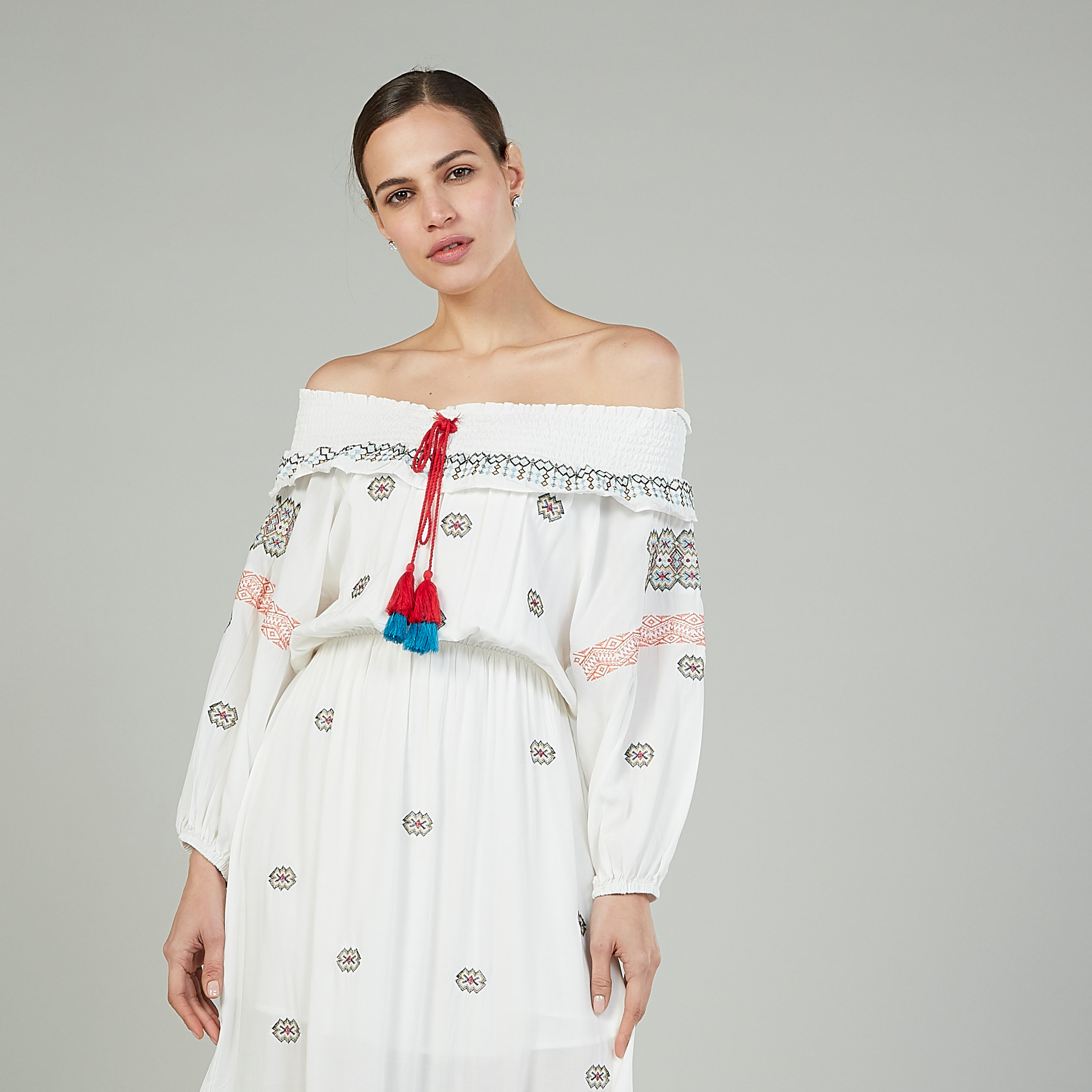 Embroidered Midi Off-Shoulder Dress with Long Sleeves-women-clothing-dresses-image-2