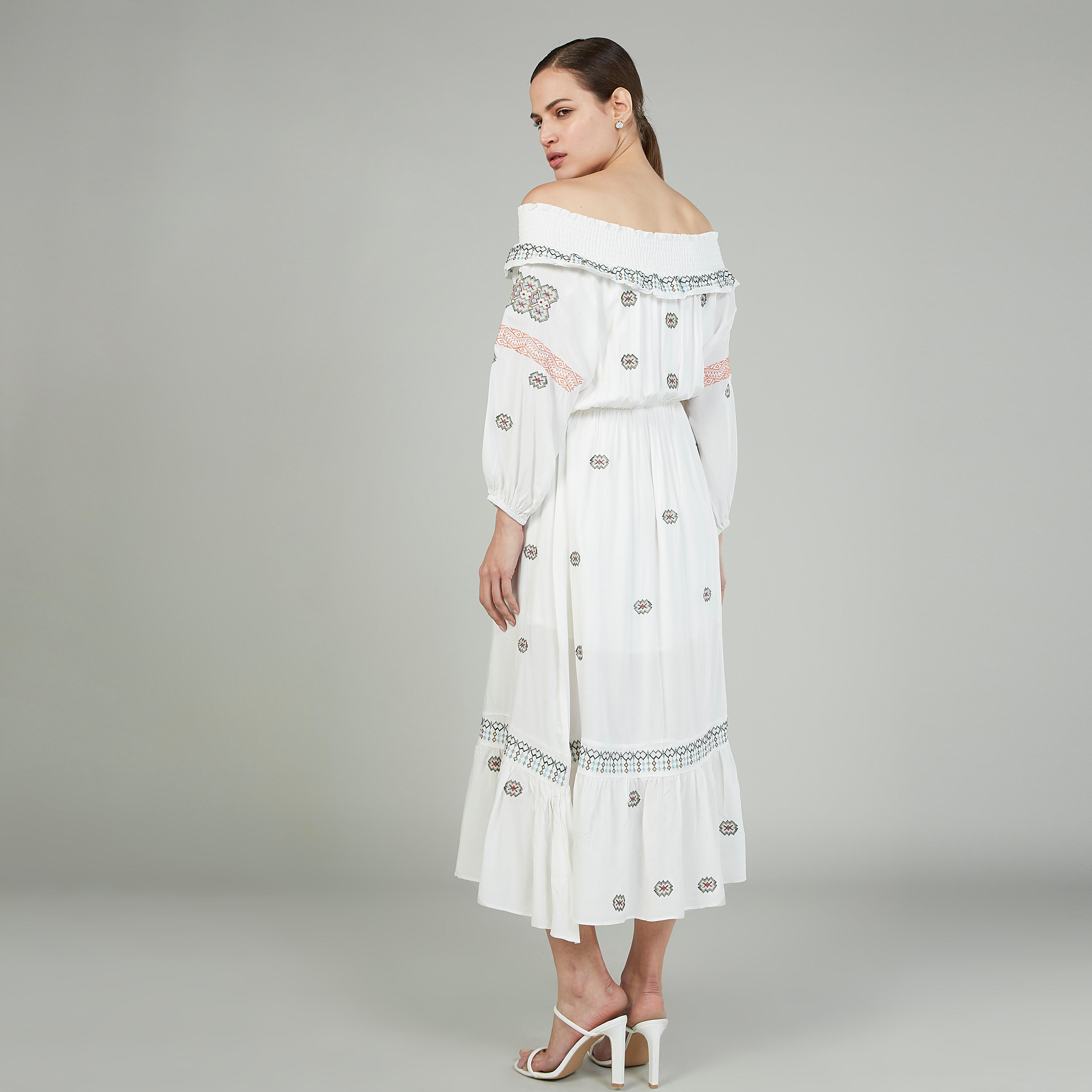 Embroidered Midi Off-Shoulder Dress with Long Sleeves-women-clothing-dresses-image-4