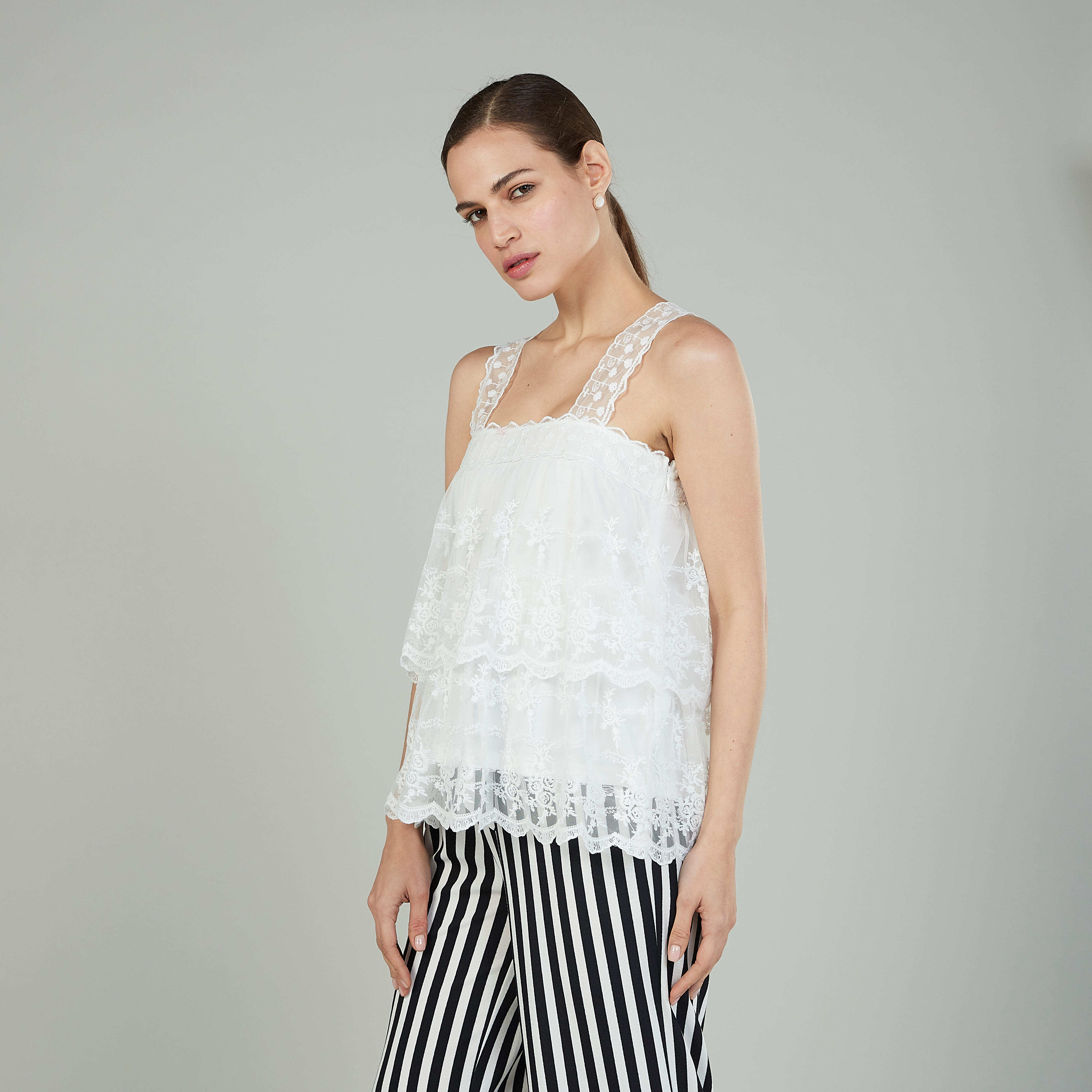 بلوزة دانتيل بأحزمة وتفاصيل كشكش-women-clothing-shirtsandblouses-blouses-image-3