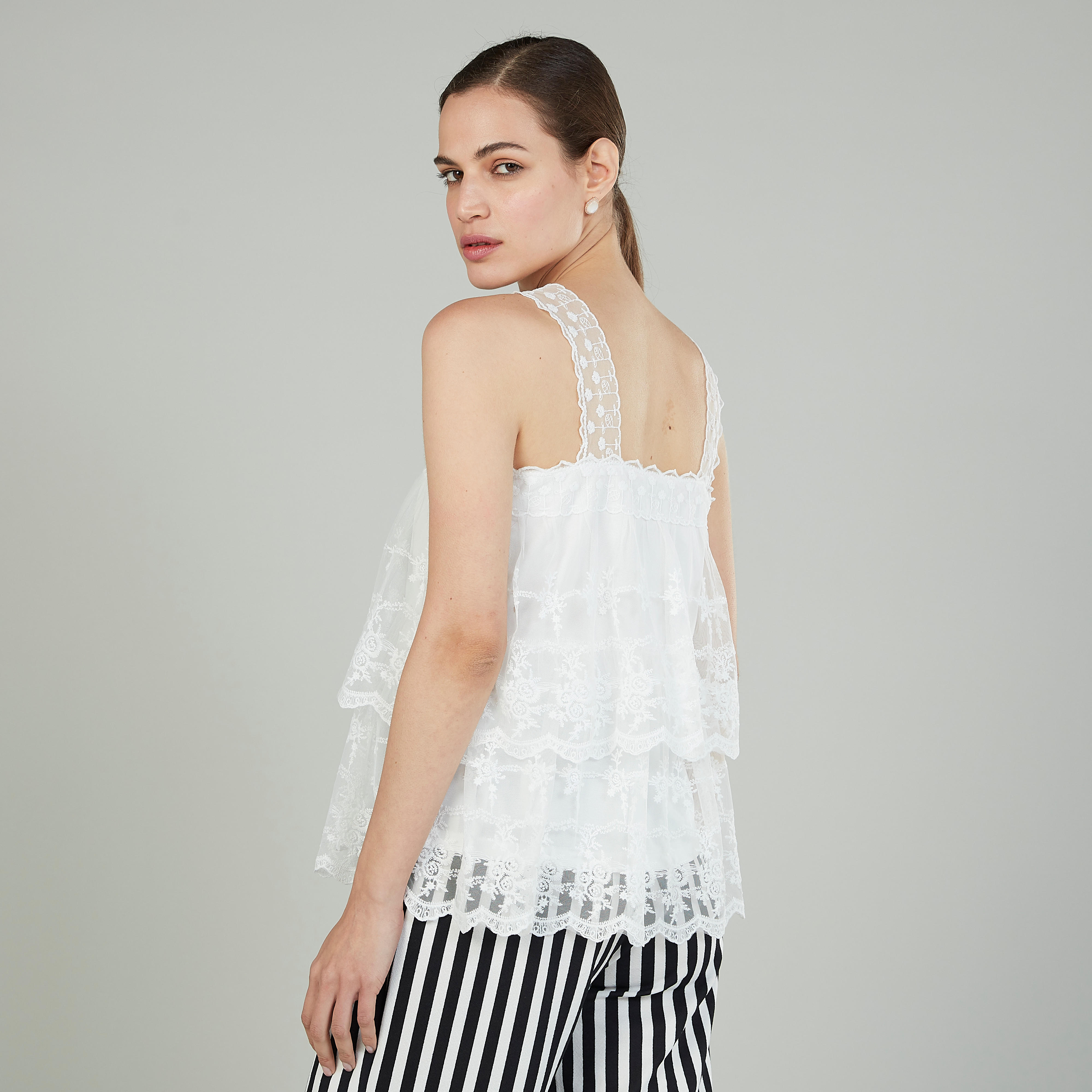 بلوزة دانتيل بأحزمة وتفاصيل كشكش-women-clothing-shirtsandblouses-blouses-image-5
