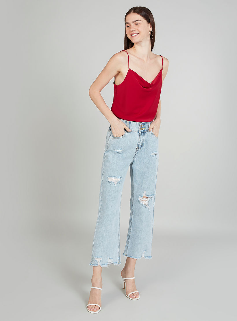 بنطلون جينز ممزّق بخصر متوسّط الإرتفاع وتفاصيل جيوب-women-clothing-bottoms-jeans-image-2