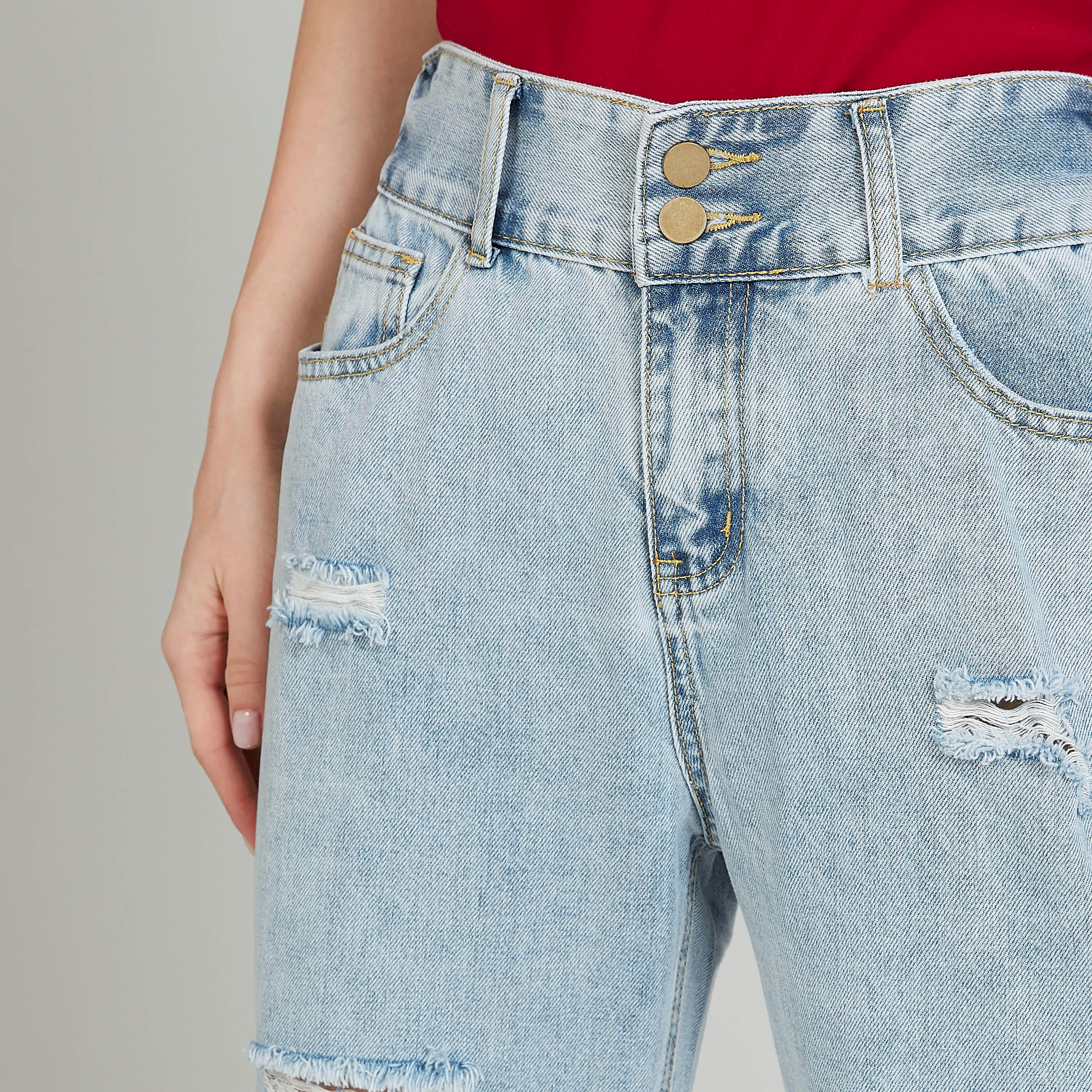 بنطلون جينز ممزّق بخصر متوسّط الإرتفاع وتفاصيل جيوب-women-clothing-bottoms-jeans-image-3