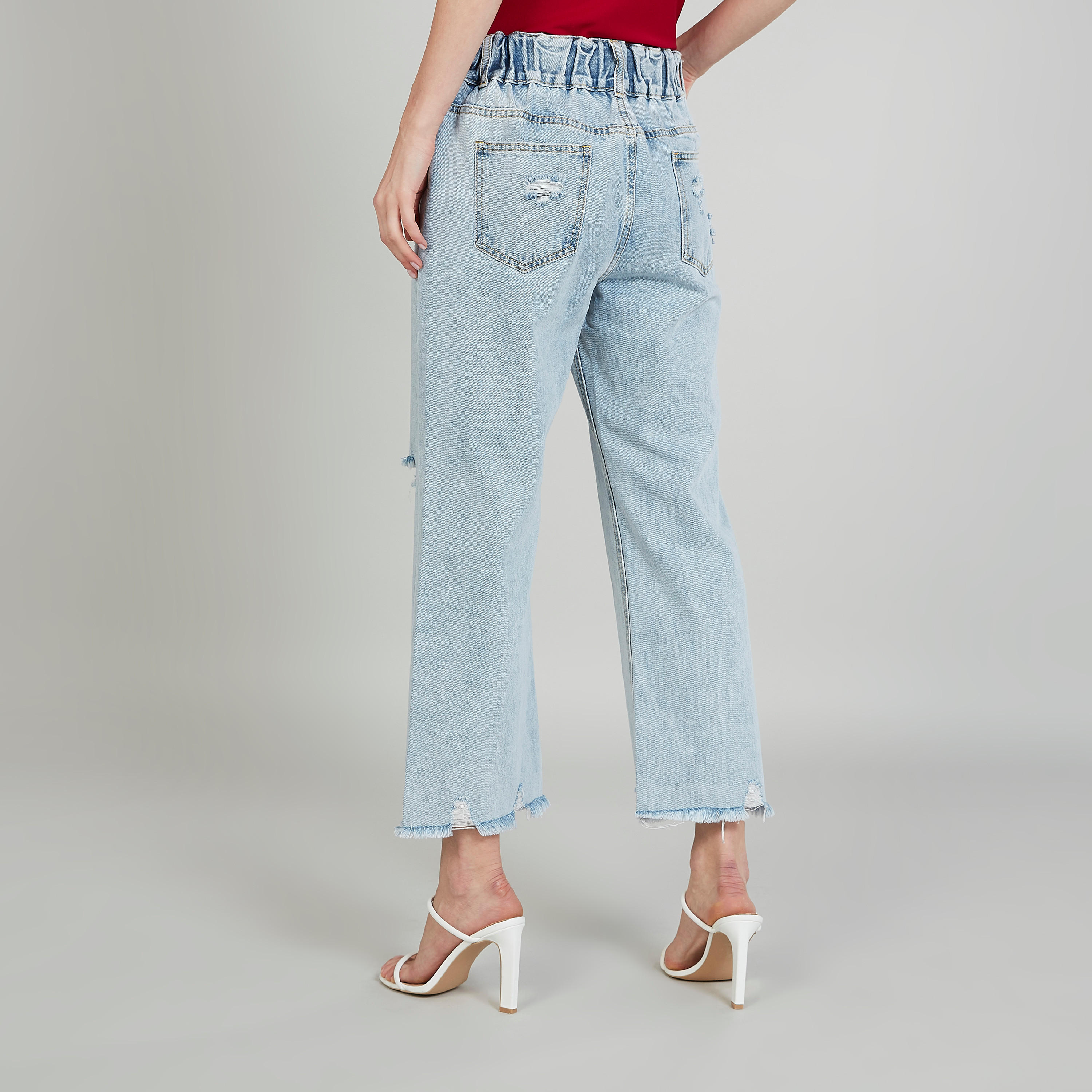 بنطلون جينز ممزّق بخصر متوسّط الإرتفاع وتفاصيل جيوب-women-clothing-bottoms-jeans-image-4