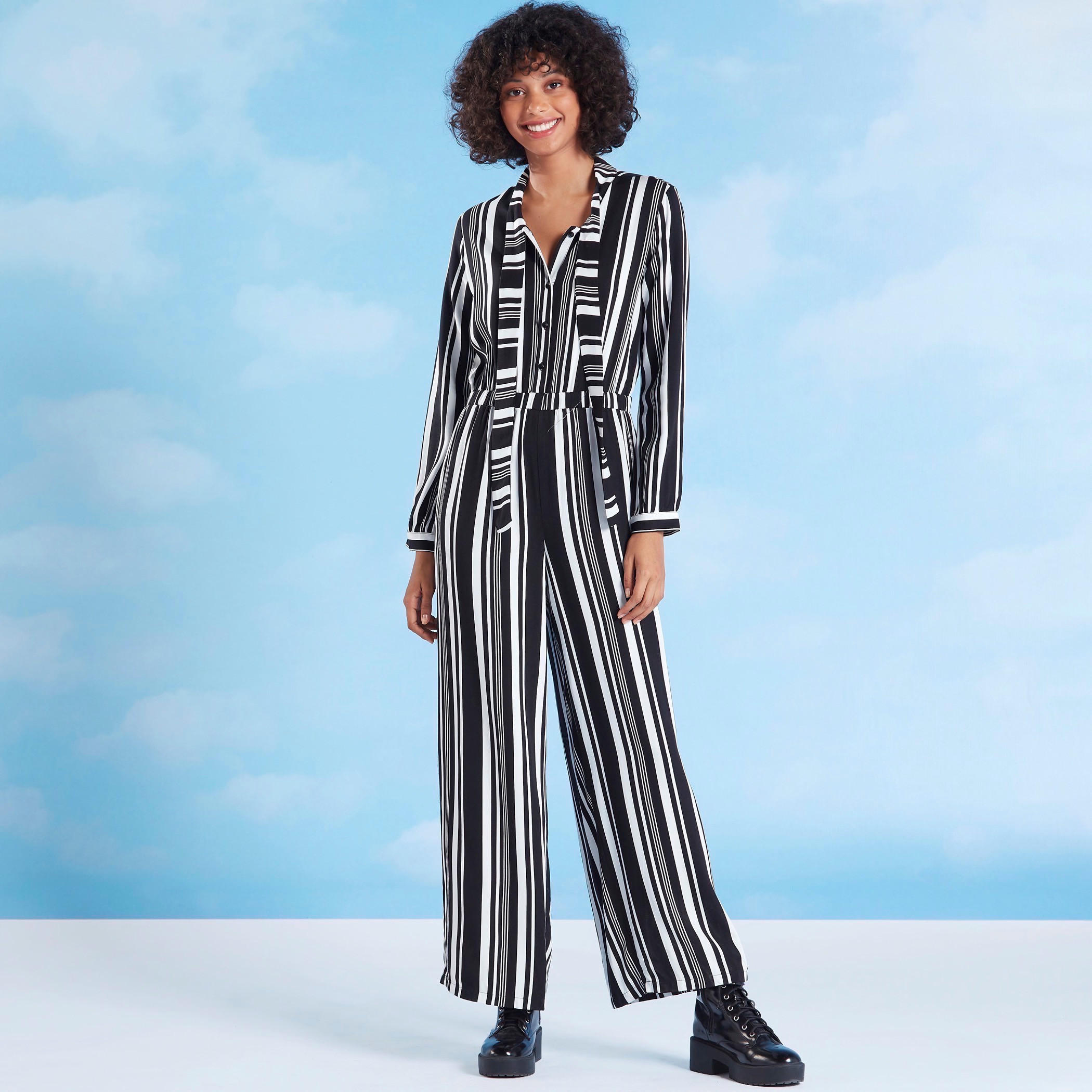 Striped Jumpsuit with Long Sleeves and Tie Ups-women-clothing-jumpsuits-image-1