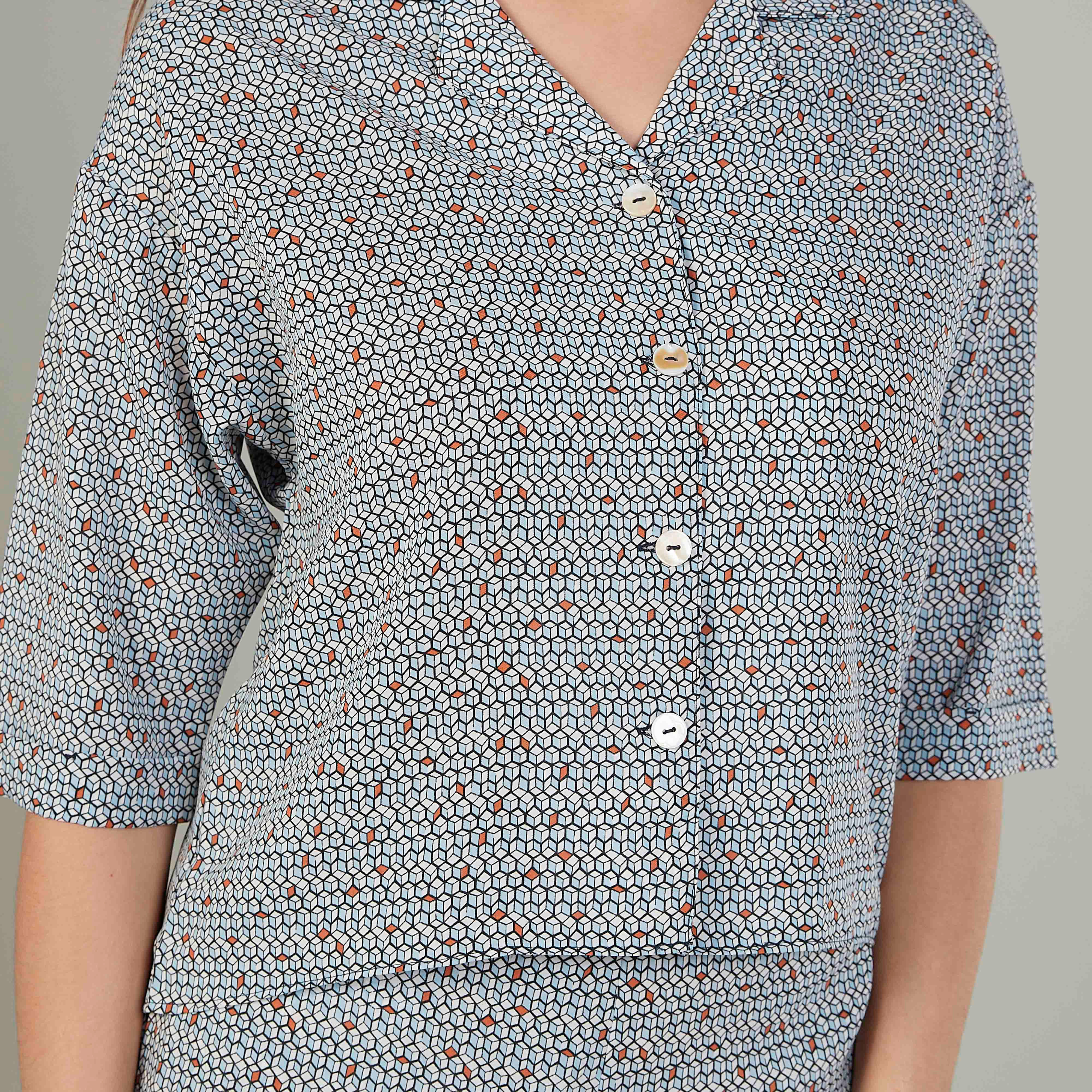 Printed Top with Spread Collar and 3/4 Sleeves-women-clothing-shirtsandblouses-blouses-image-3