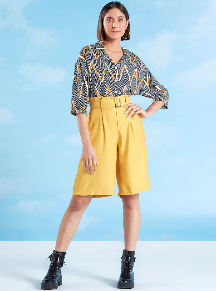 Printed Top with Spread Collar and Short Sleeves-women-clothing-shirtsandblouses-blouses-image-2