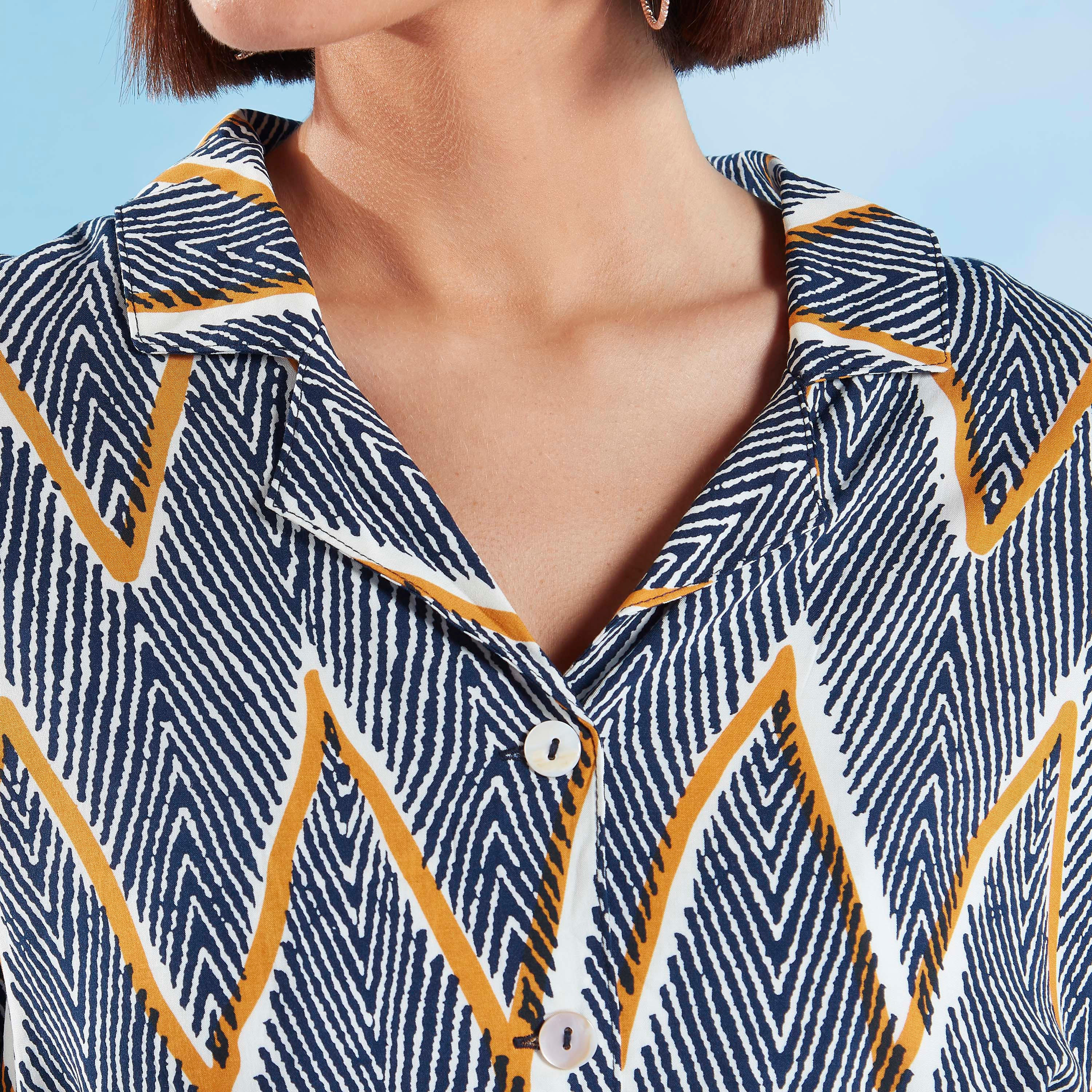 Printed Top with Spread Collar and Short Sleeves-women-clothing-shirtsandblouses-blouses-image-3