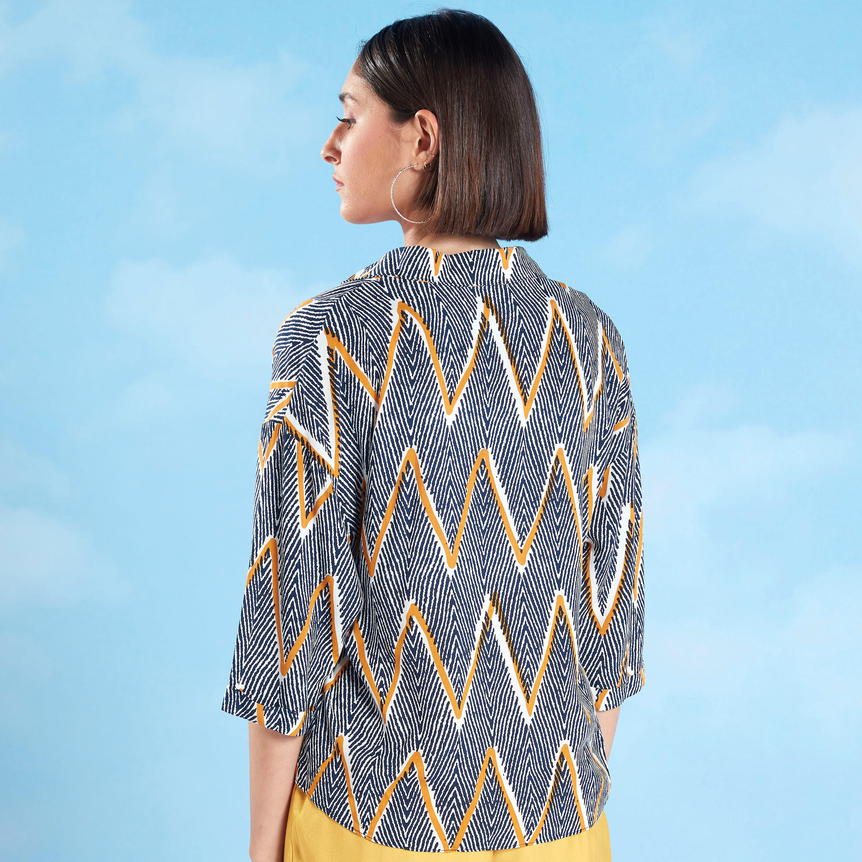 Printed Top with Spread Collar and Short Sleeves-women-clothing-shirtsandblouses-blouses-image-4