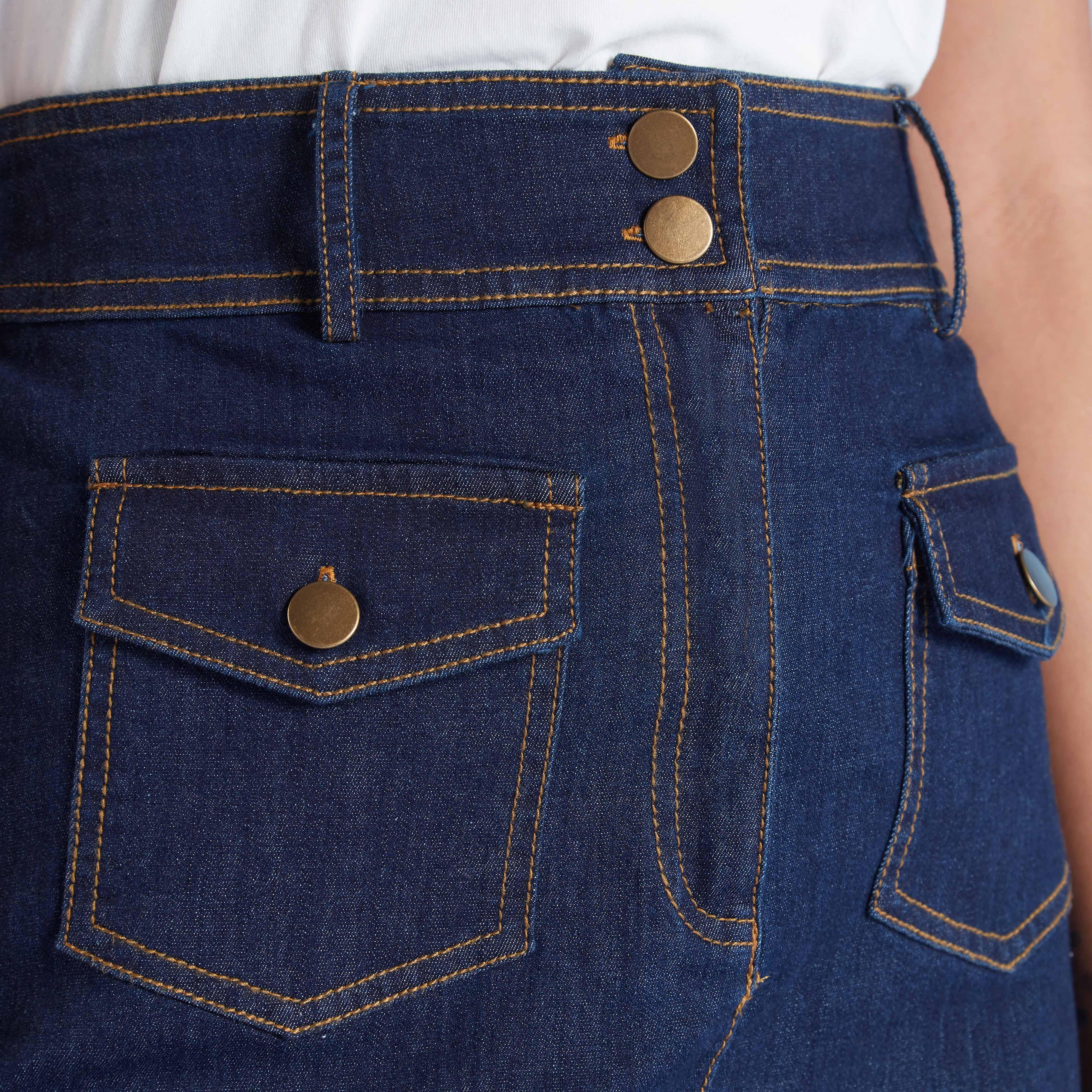 Textured Midi A-line Skirt with Flap Pockets and Belt Loops-women-clothing-bottoms-skirts-image-3