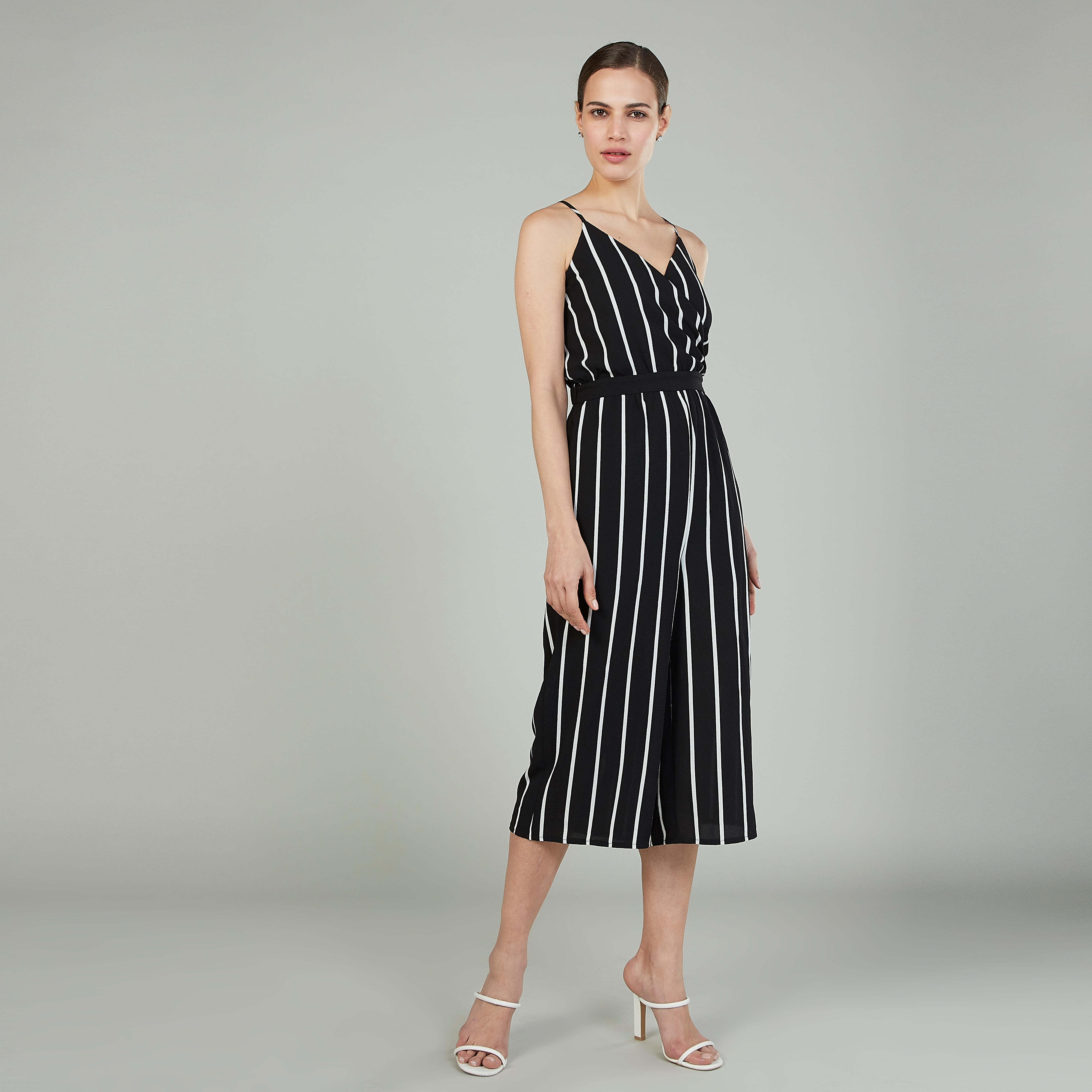 Striped V-neck Jumpsuit with Spaghetti Straps-women-clothing-jumpsuits-image-2