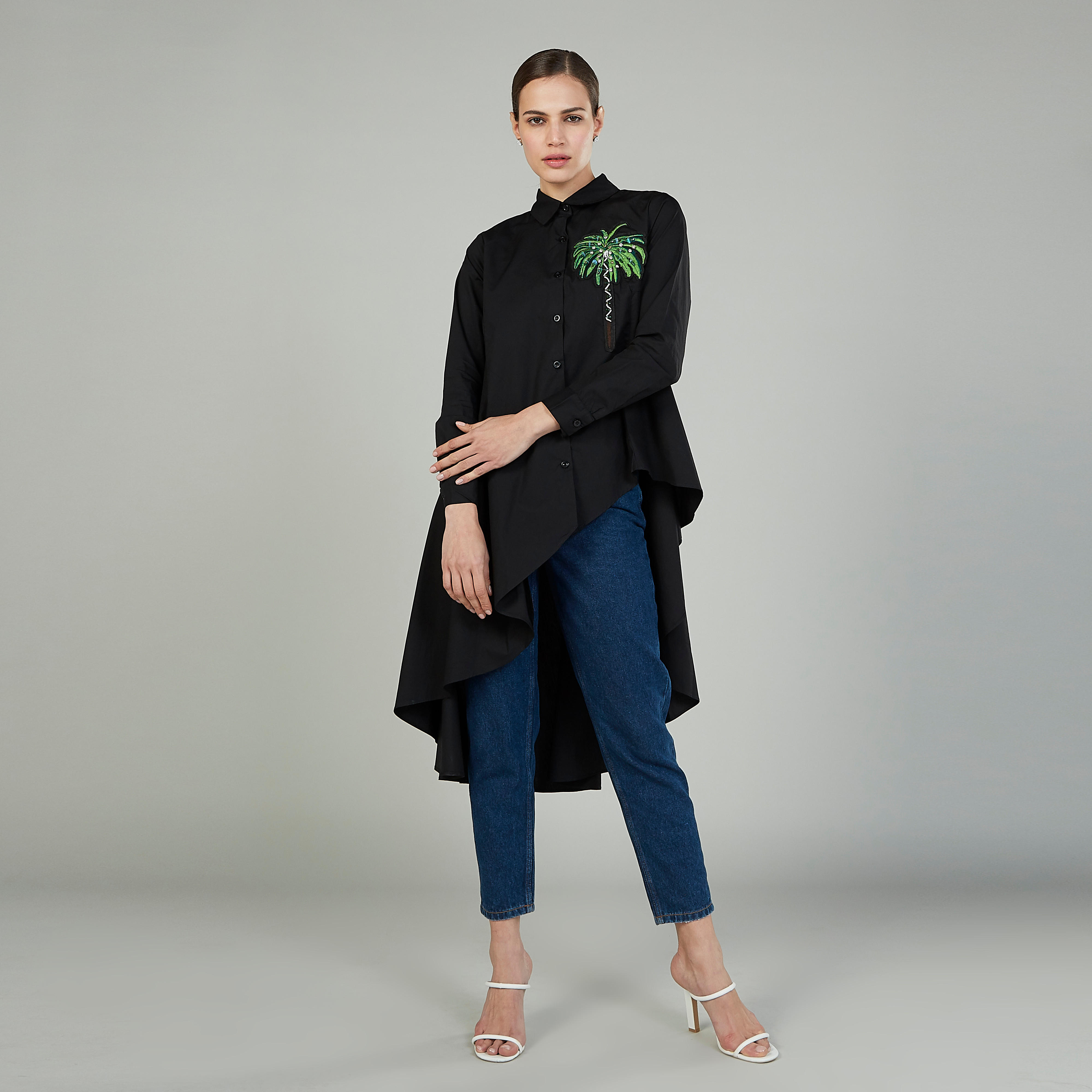 Embroidered Shirt Tunic with Long Sleeves and Asymmetric Hem-women-clothing-shirtsandblouses-blouses-image-2