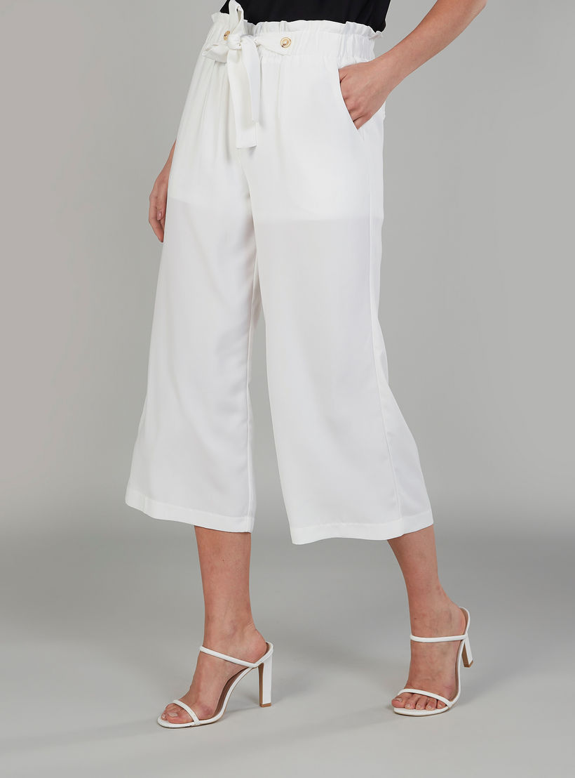 Solid Mid-Rise Culottes with Pockets and Elasticised Waistband-women-clothing-bottoms-trousers-image-1