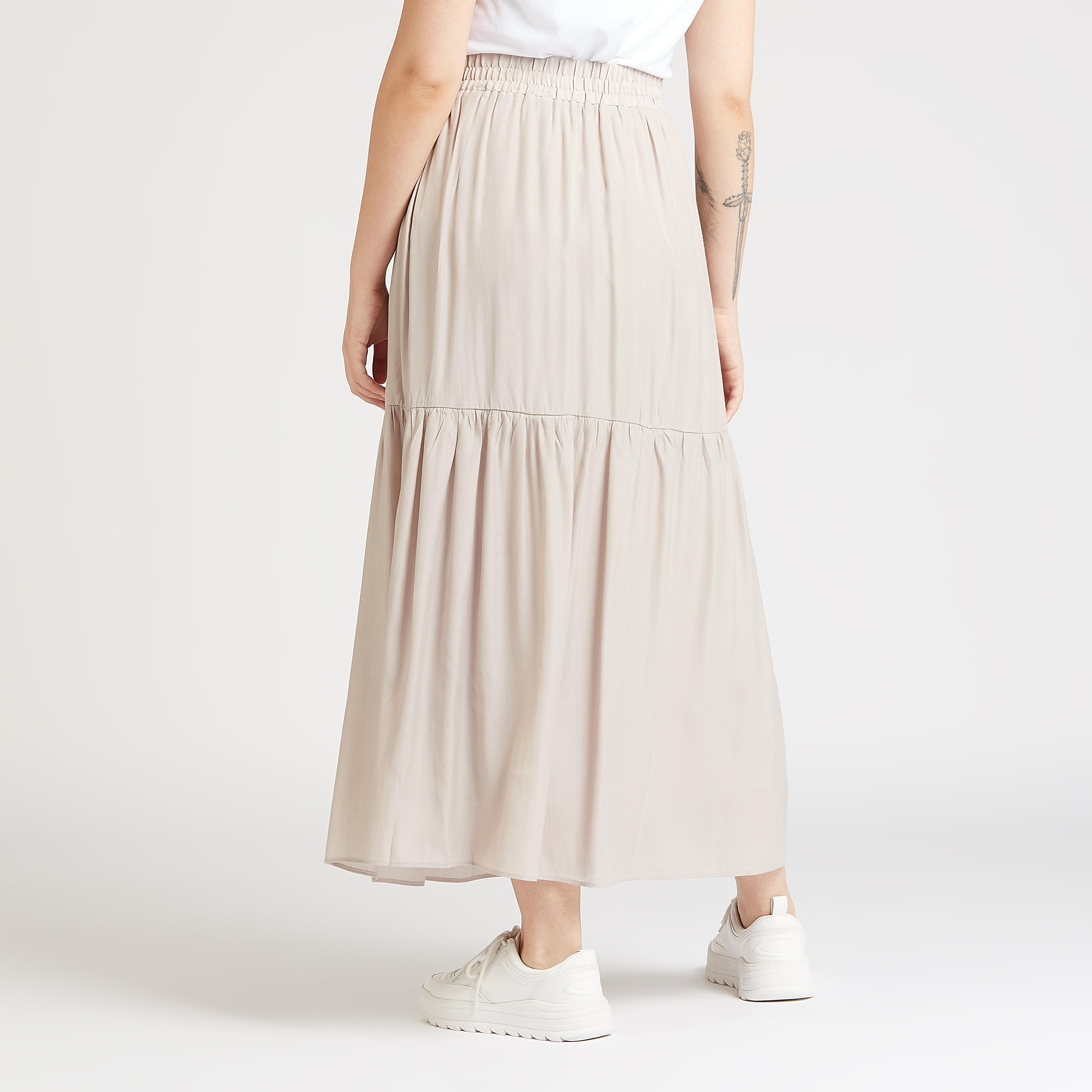 تنورة سادة طويلة إيه لاين بخصر مطّاطي-women-clothing-bottoms-skirts-image-4