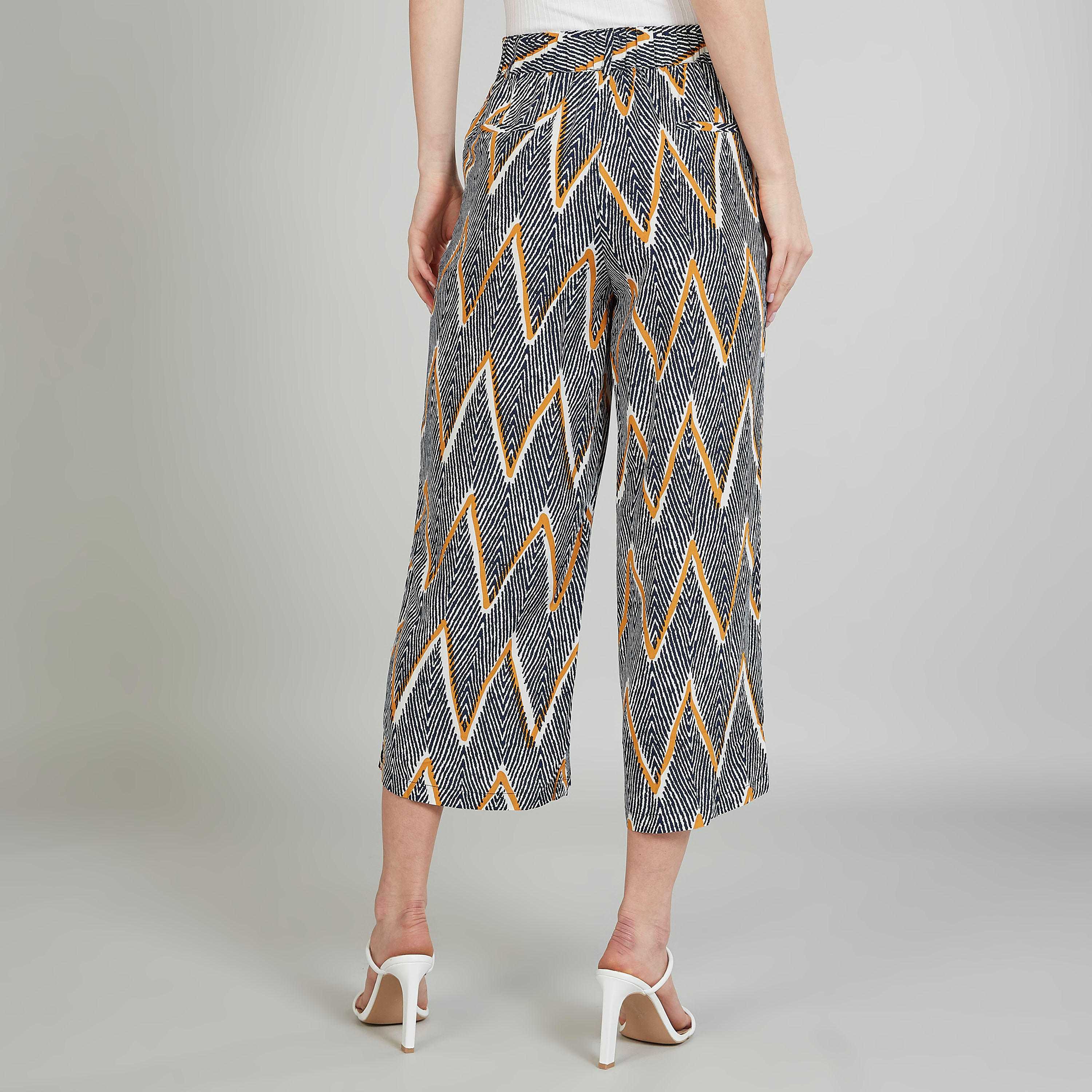 Printed High-Rise Culottes with Pockets and Elasticised Waistband-women-clothing-bottoms-trousers-image-4