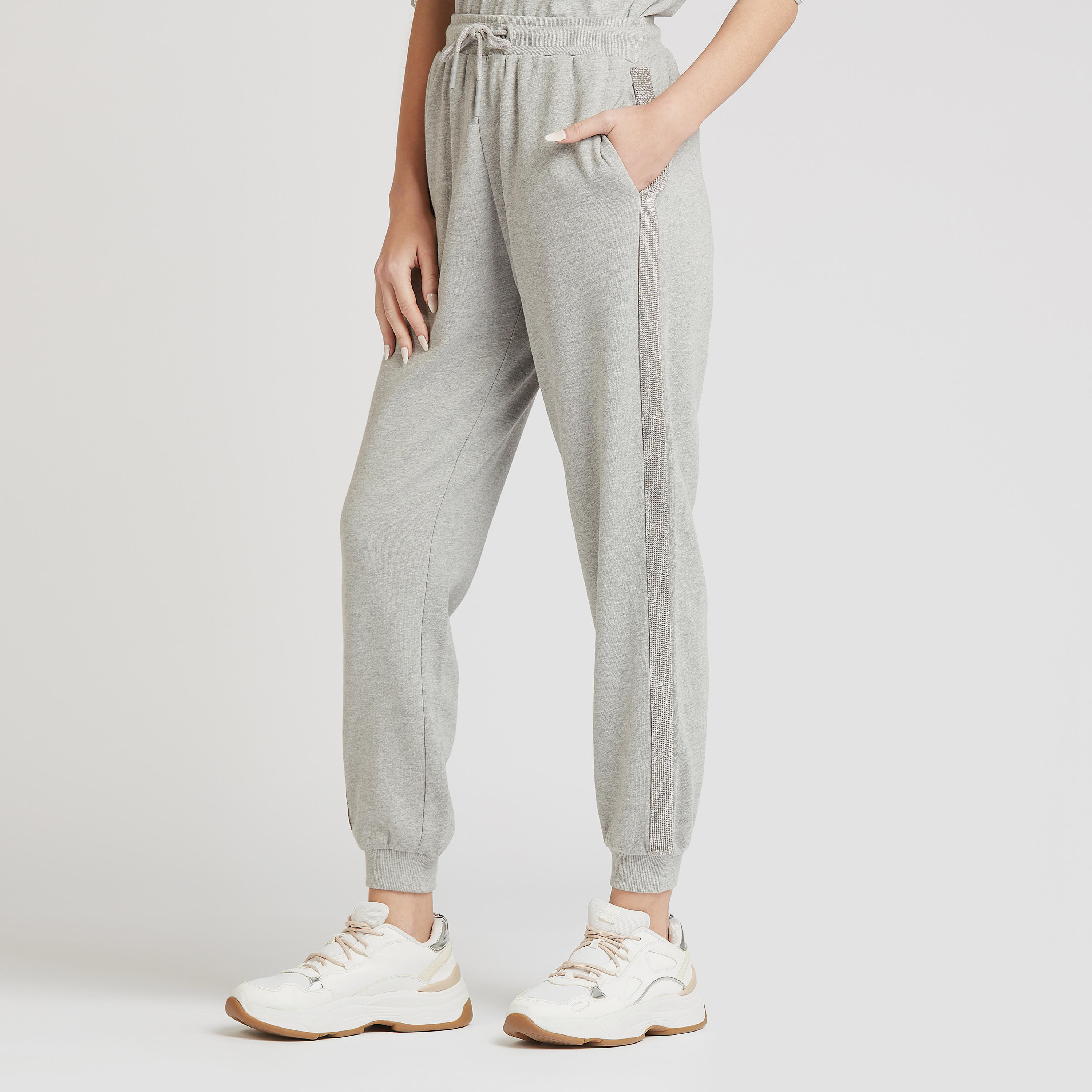Full Length Solid Mid-Rise Jog Pants with Pocket Detail and Drawstring-women-clothing-bottoms-joggers-image-1