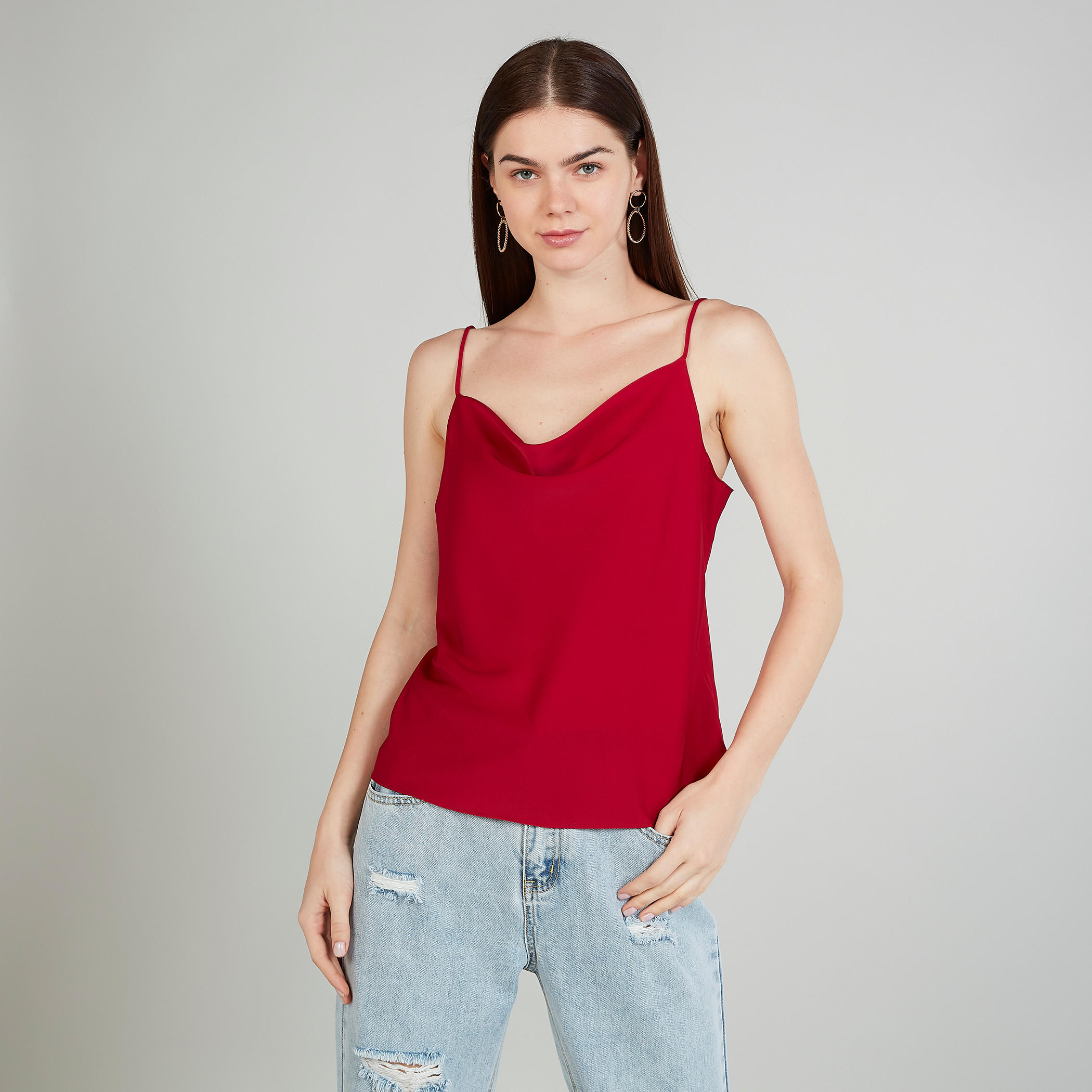Solid Camisole with Cowl Neck and Spaghetti Straps-women-clothing-shirtsandblouses-blouses-image-1