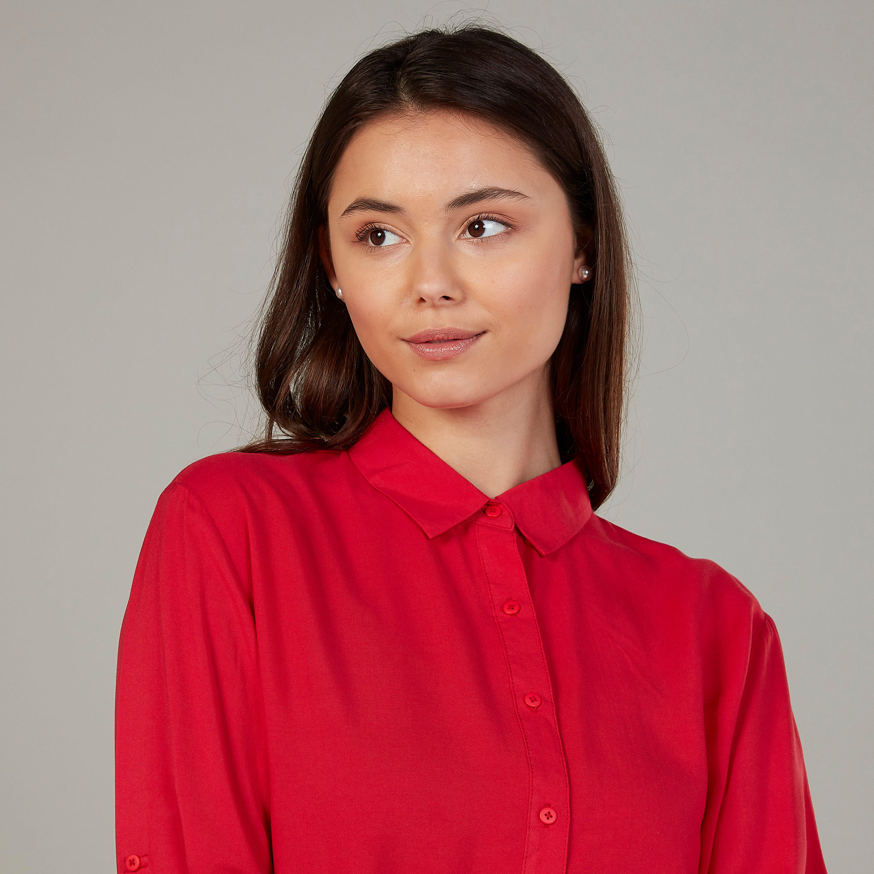قميص سادة منسوج بياقة عاديّة وأكمام طويلة-women-clothing-shirtsandblouses-shirts-image-3