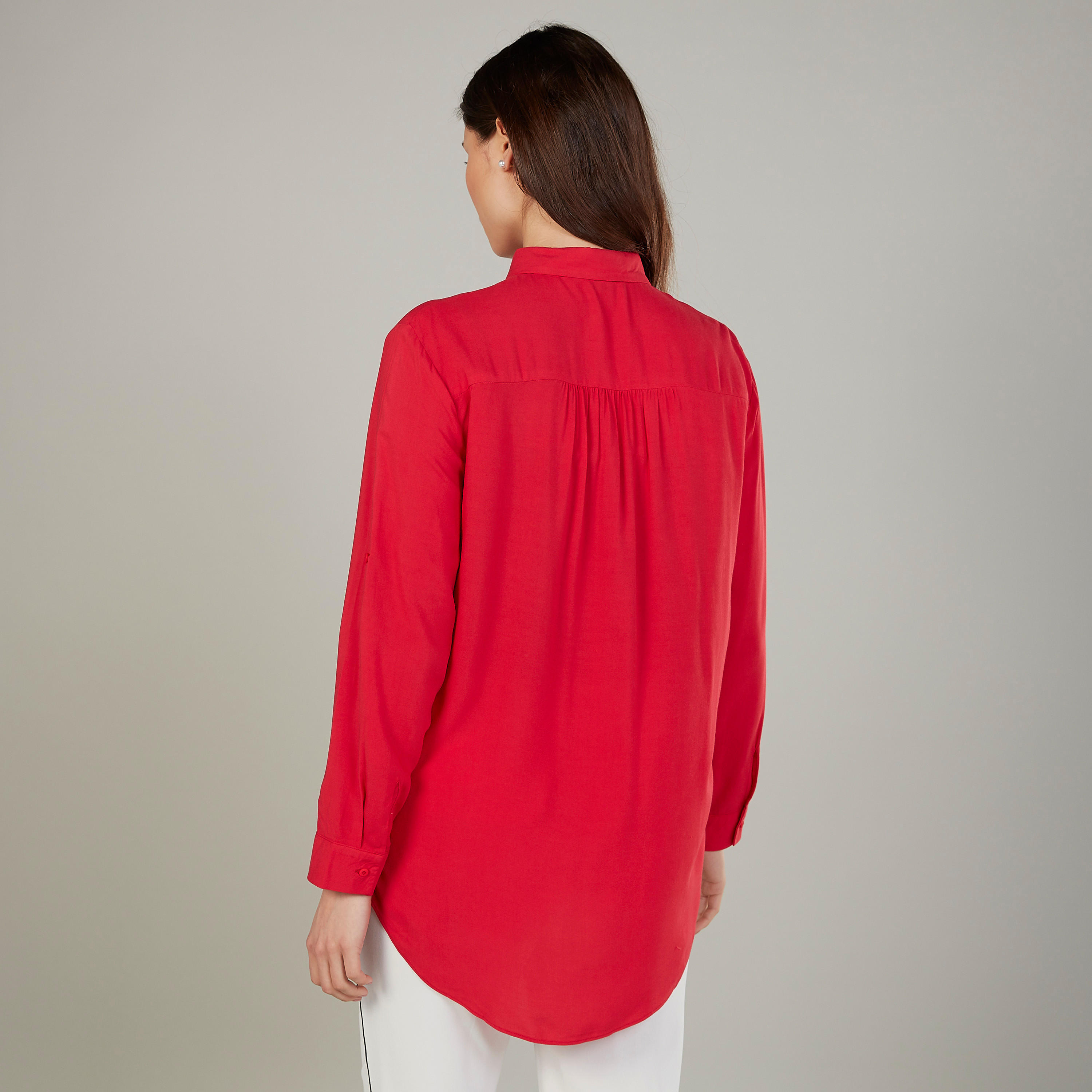 قميص سادة منسوج بياقة عاديّة وأكمام طويلة-women-clothing-shirtsandblouses-shirts-image-4