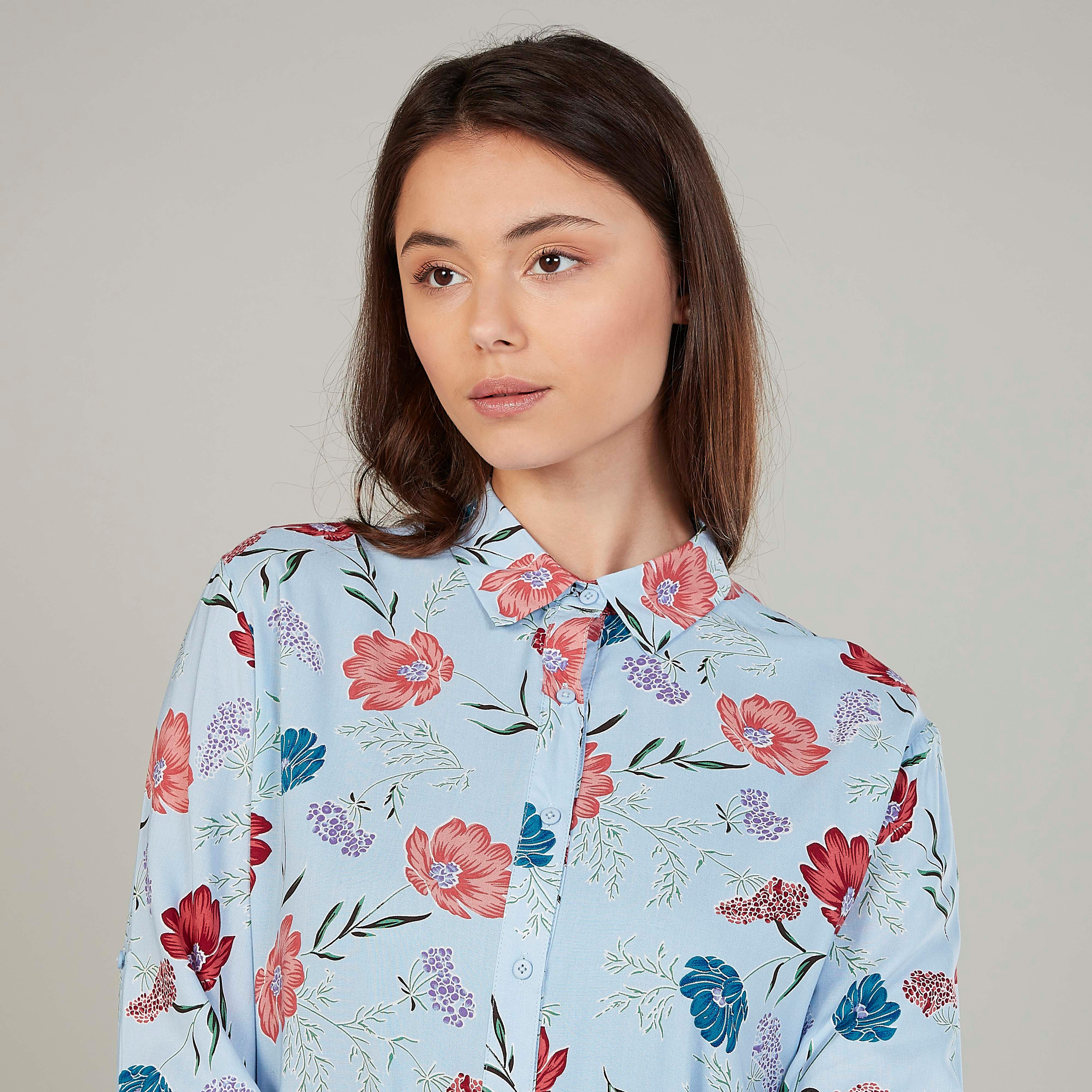 قميص بياقة عاديّة وأكمام طويلة وطبعات زهرية-women-clothing-shirtsandblouses-shirts-image-3