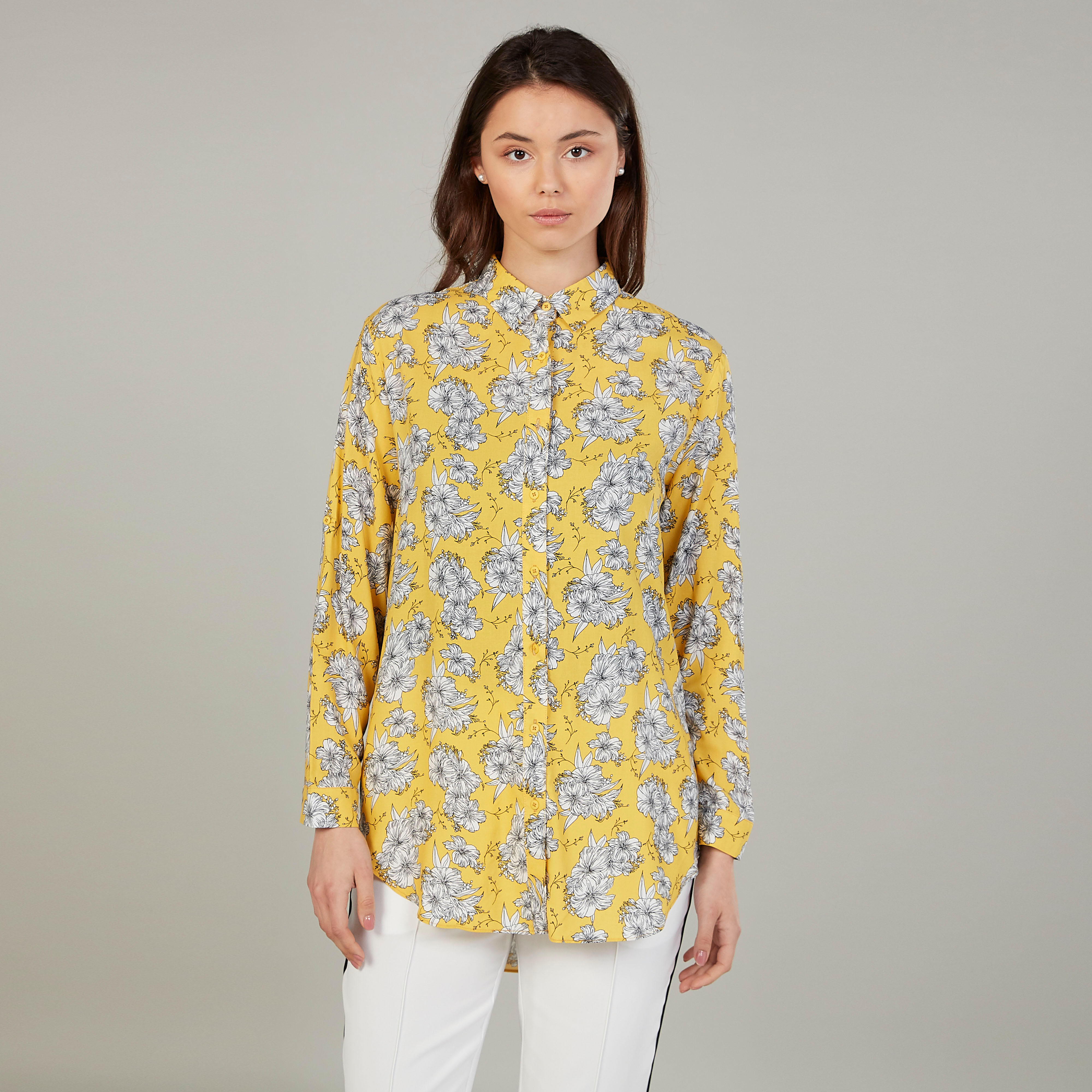 قميص بياقة عاديّة وأكمام طويلة وطبعات زهرية-women-clothing-shirtsandblouses-shirts-image-1