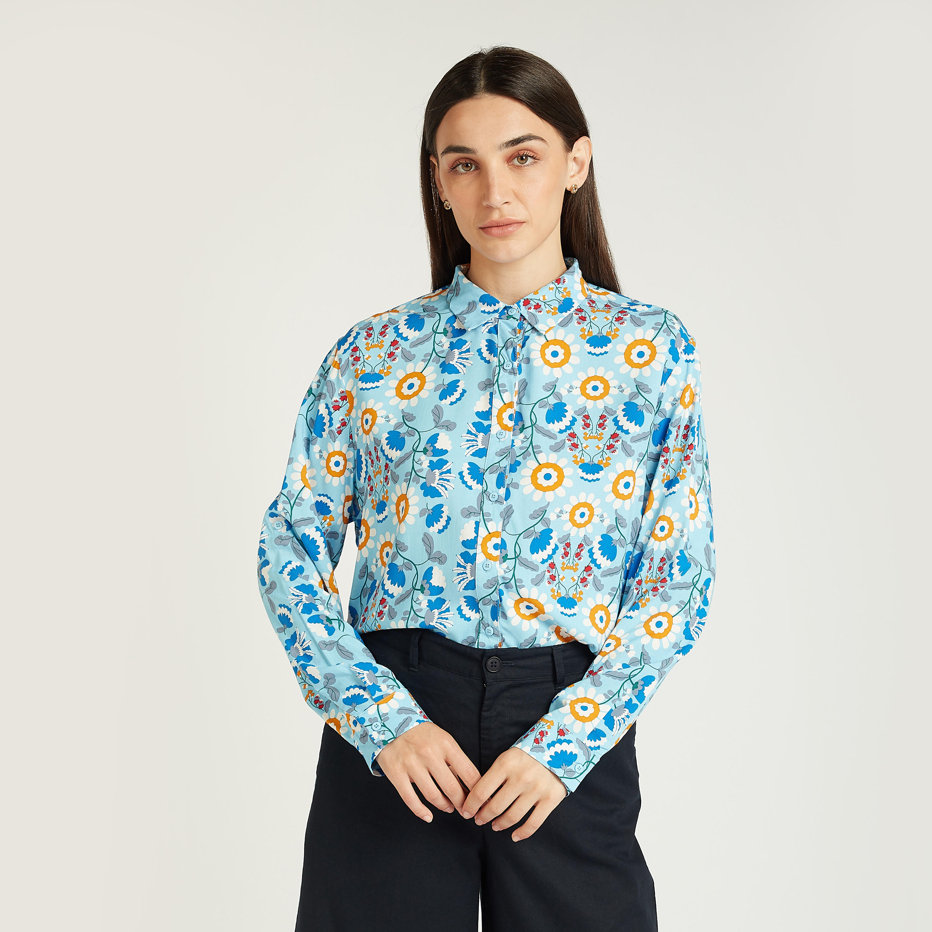 قميص بياقة عاديّة وأكمام طويلة وطبعات زهرية-women-clothing-shirtsandblouses-shirts-image-1