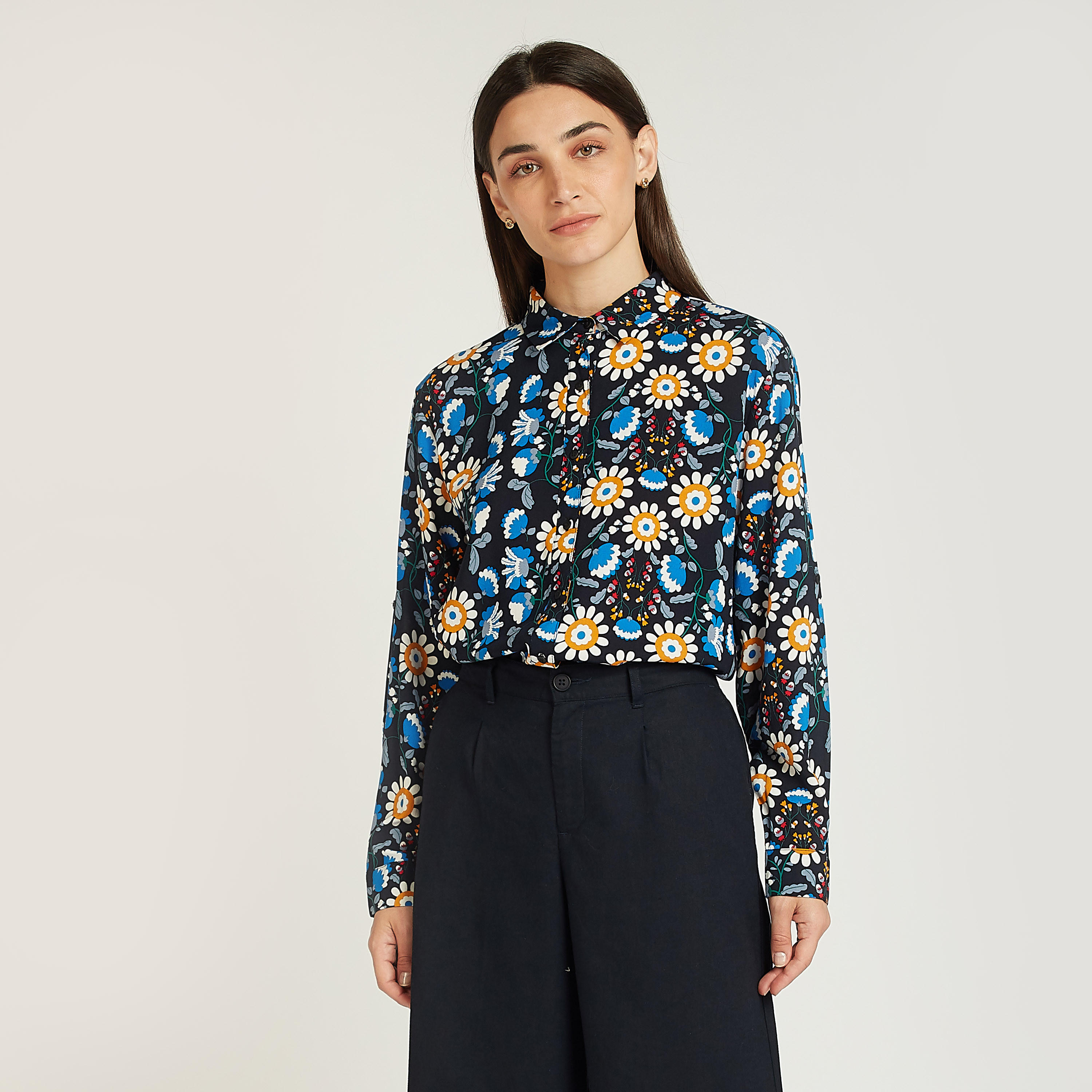 قميص بياقة عاديّة وأكمام طويلة وطبعات زهرية-women-clothing-shirtsandblouses-shirts-image-1