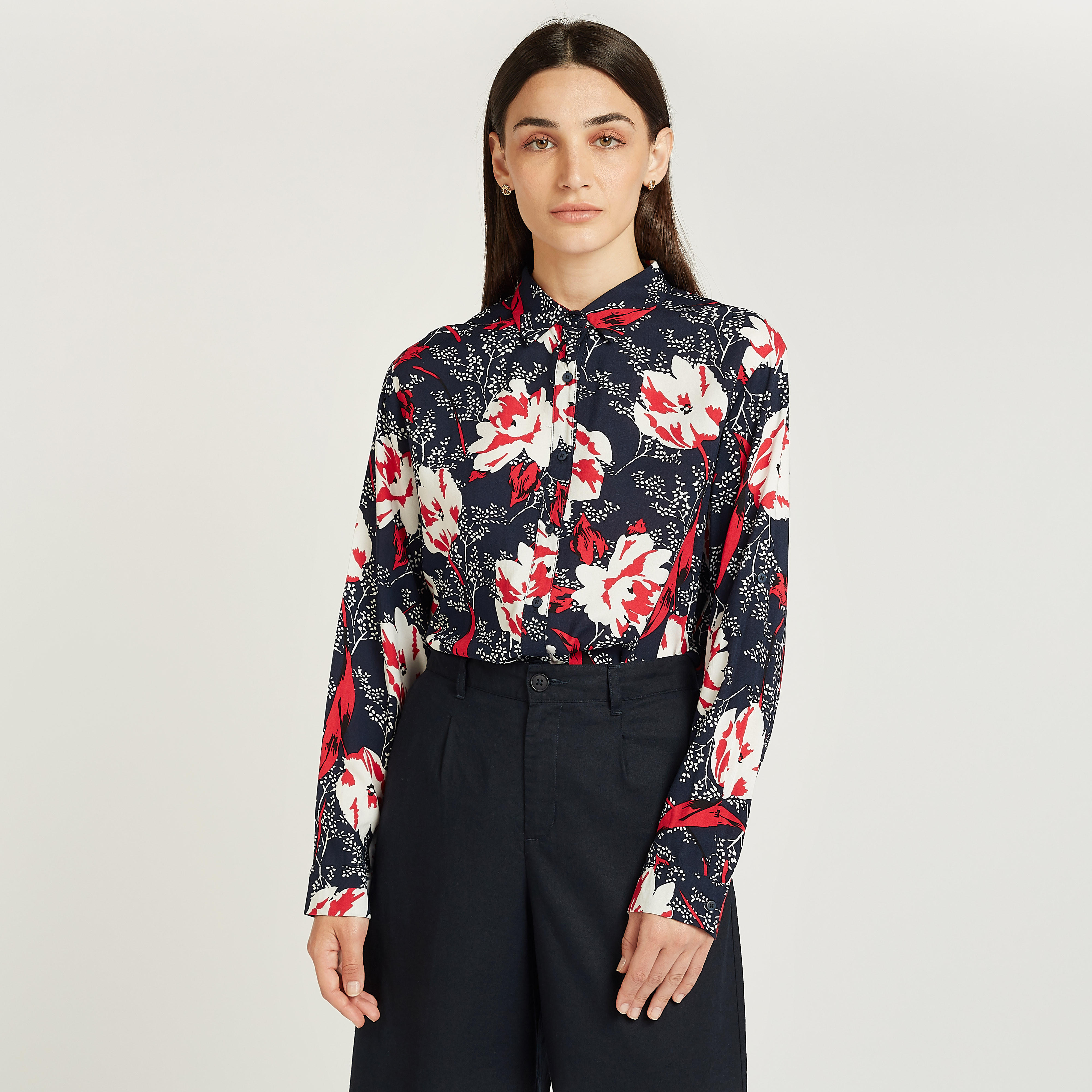 قميص بياقة عاديّة وأكمام طويلة وطبعات زهرية-women-clothing-shirtsandblouses-shirts-image-1