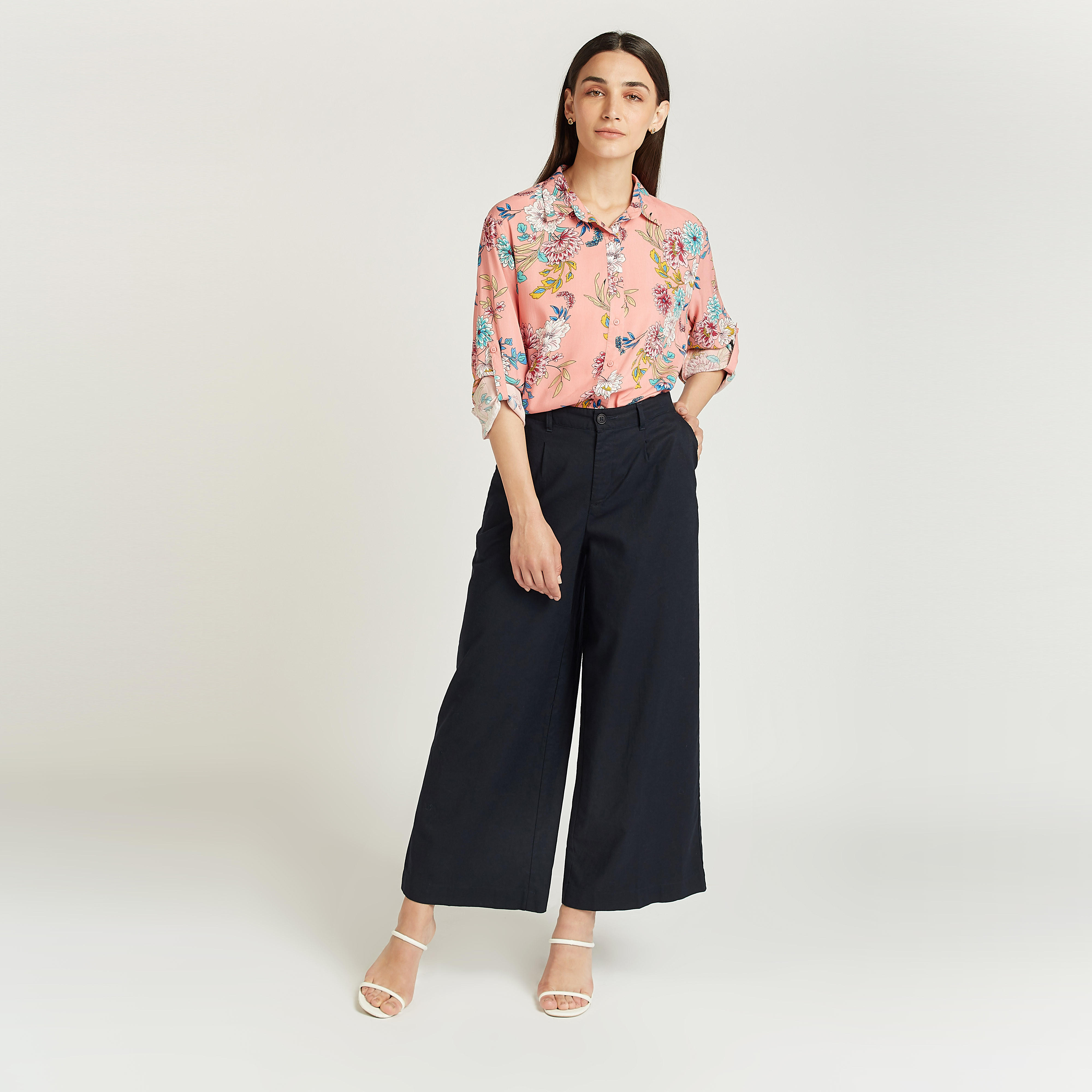قميص سادة بأكمام طويلة وياقة عادية-women-clothing-shirtsandblouses-shirts-image-2