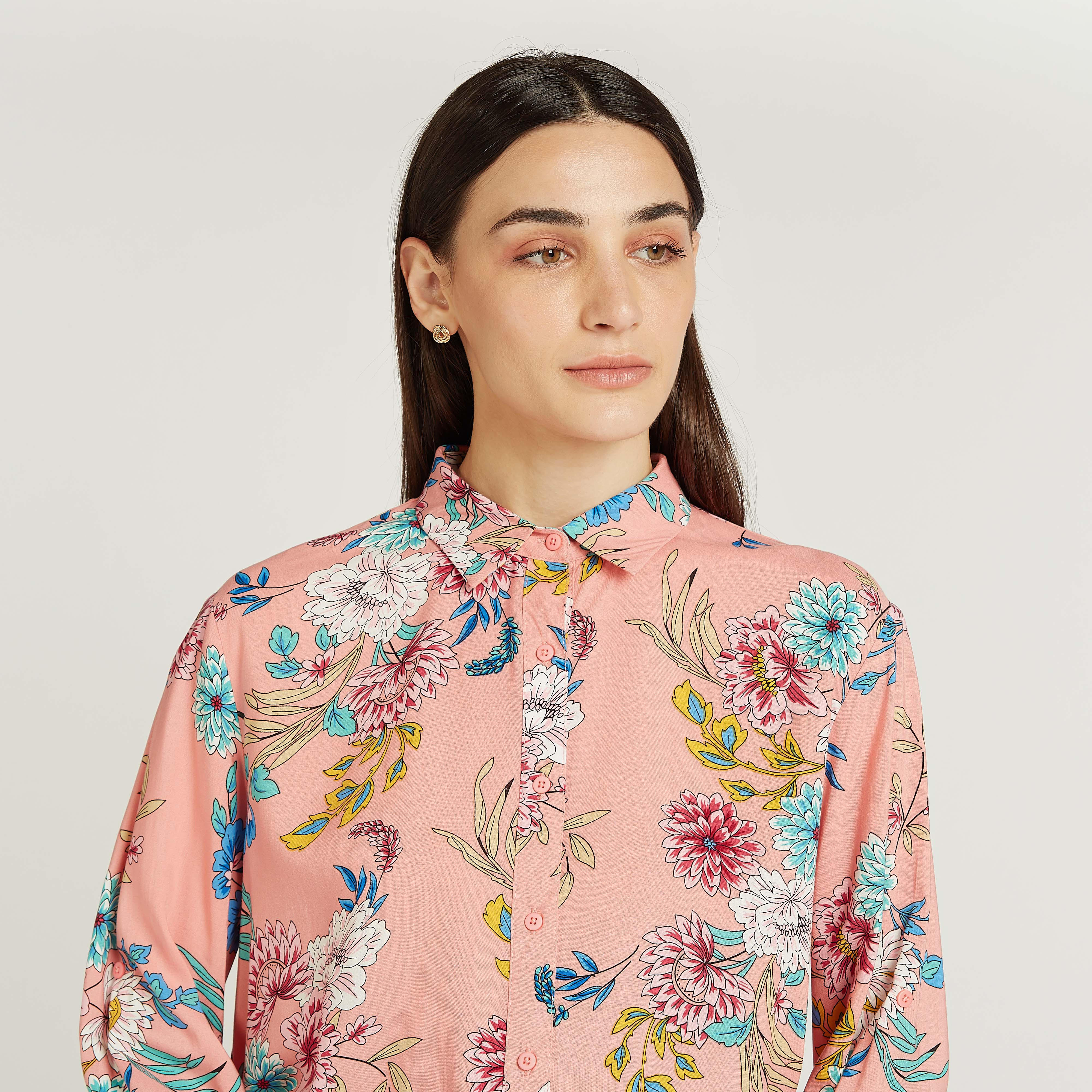 قميص سادة بأكمام طويلة وياقة عادية-women-clothing-shirtsandblouses-shirts-image-3