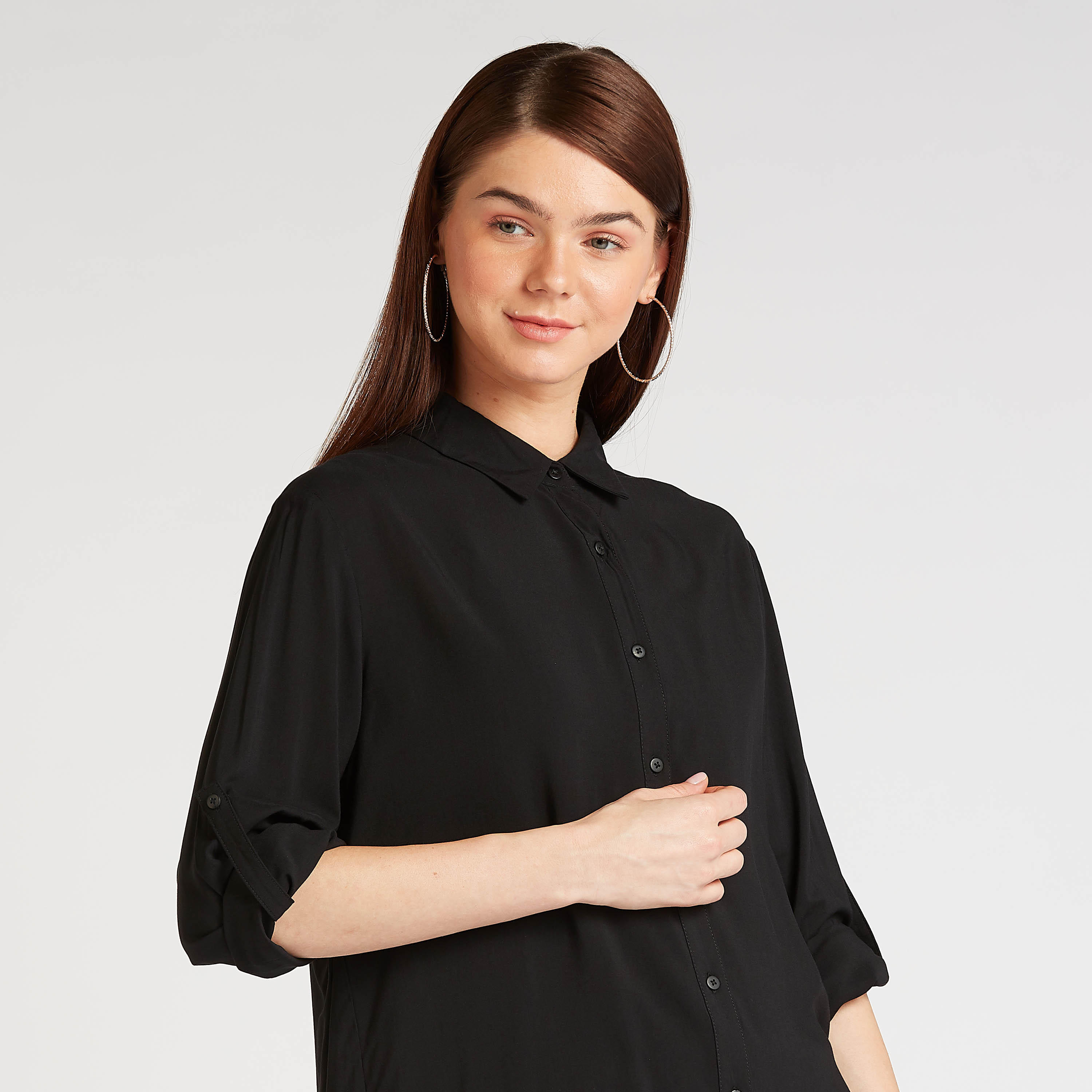 قميص سادة بأكمام طويلة وحواف غير مستوية-women-clothing-shirtsandblouses-shirts-image-3