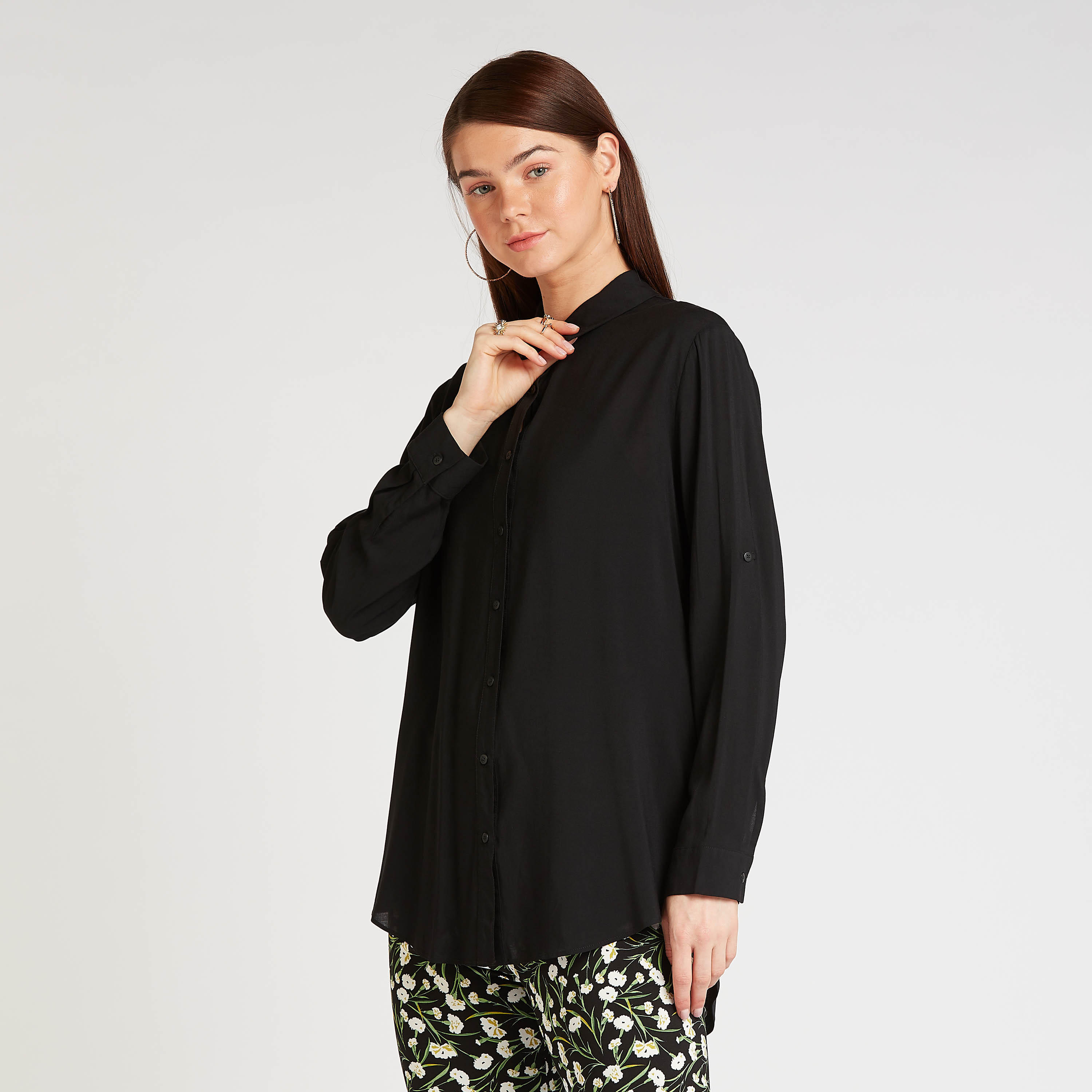قميص سادة بأكمام طويلة وحواف غير مستوية-women-clothing-shirtsandblouses-shirts-image-4