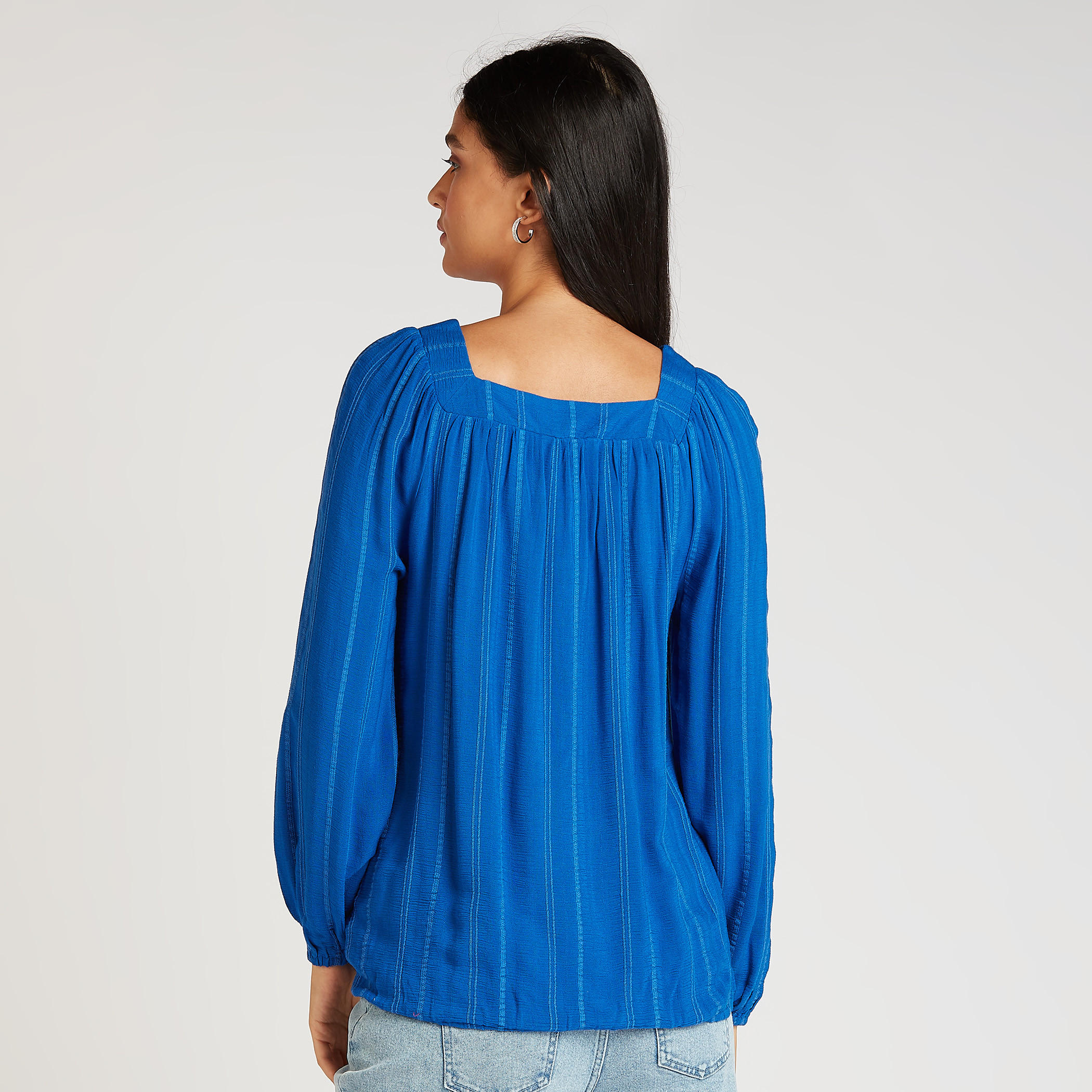 بلوزة بارزة الملمس بأكمام بيشوب-women-clothing-shirtsandblouses-blouses-image-2