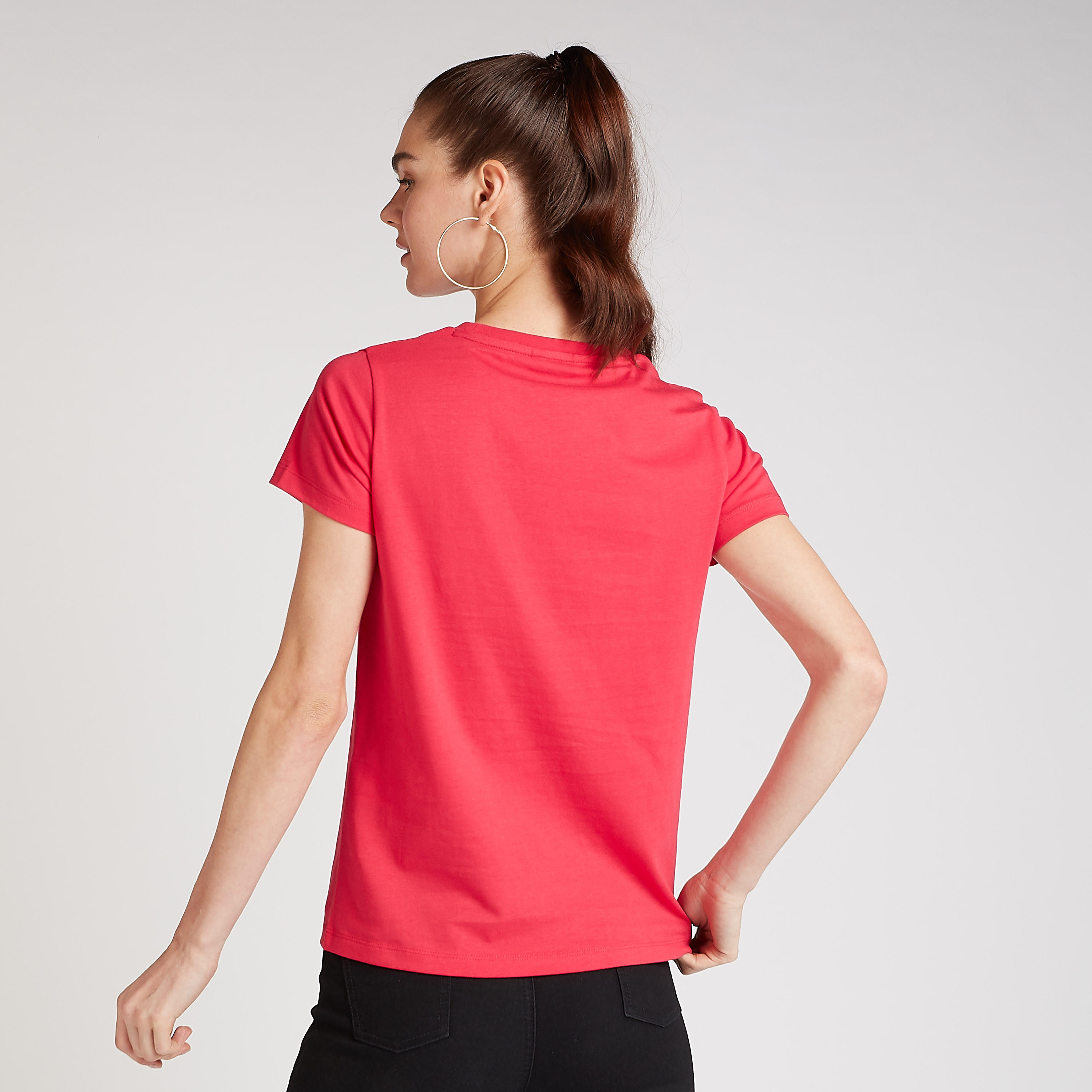 Sequin Detail T-shirt with Crew Neck and Short Sleeves-women-clothing-tshirts-image-4