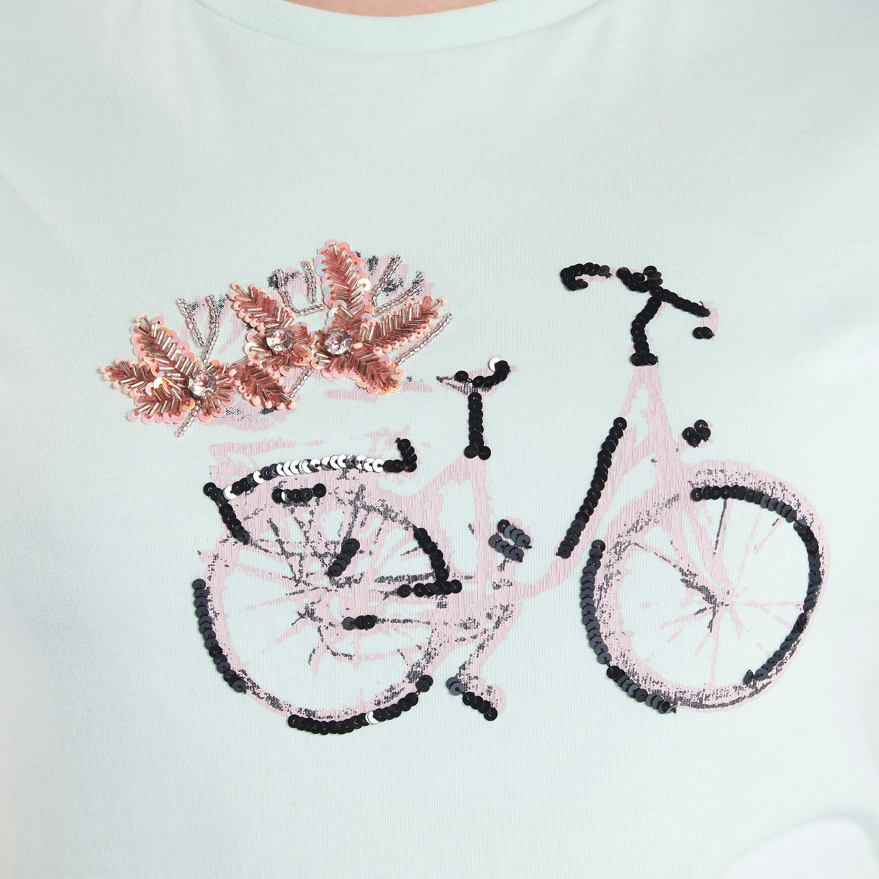 2Xtremz Printed and Embellished Crew Neck T-shirt with Short Sleeves-women-clothing-tshirts-image-4
