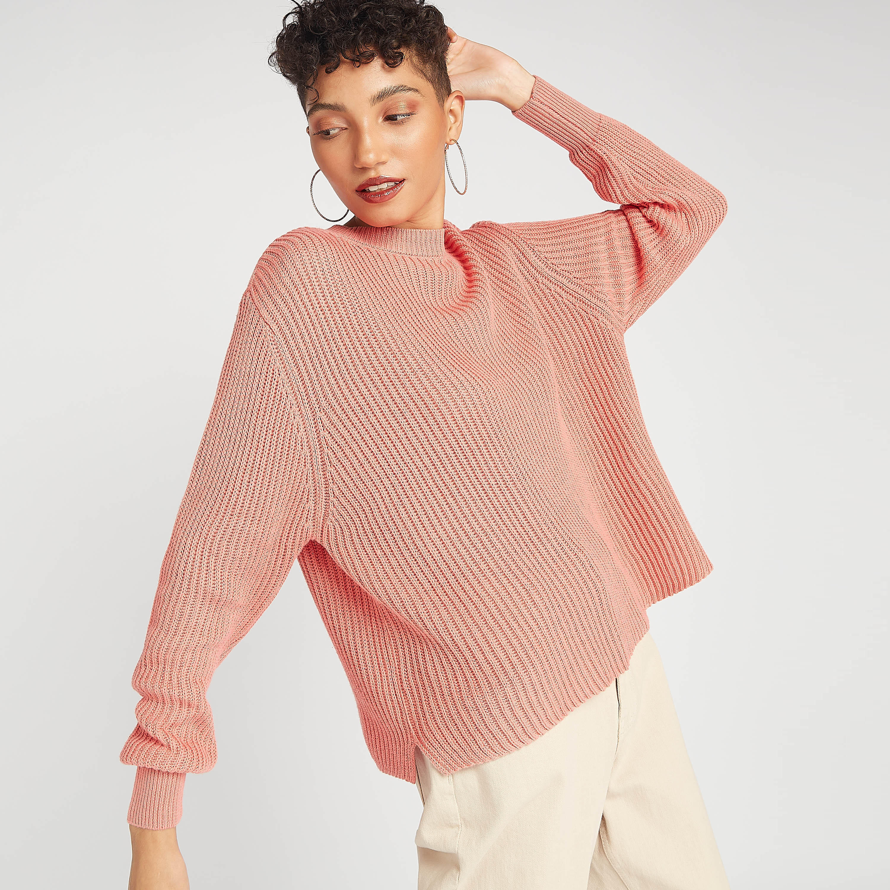 كنزة بارزة الملمس بأكمام طويلة وياقة ضيّقة تو إكستريمز-women-clothing-cardigansandjumpers-jumpers-image-5