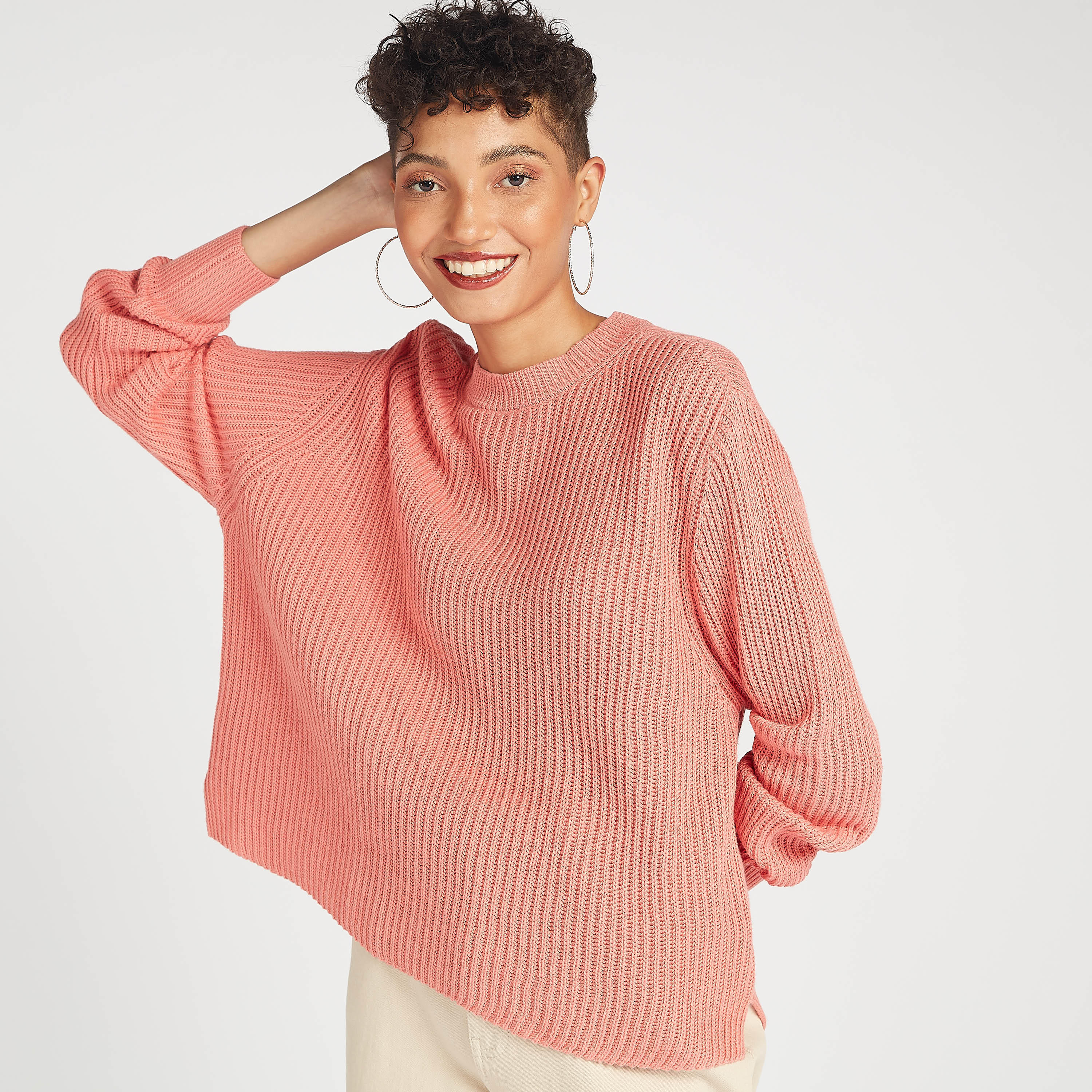 كنزة بارزة الملمس بأكمام طويلة وياقة ضيّقة تو إكستريمز-women-clothing-cardigansandjumpers-jumpers-image-7