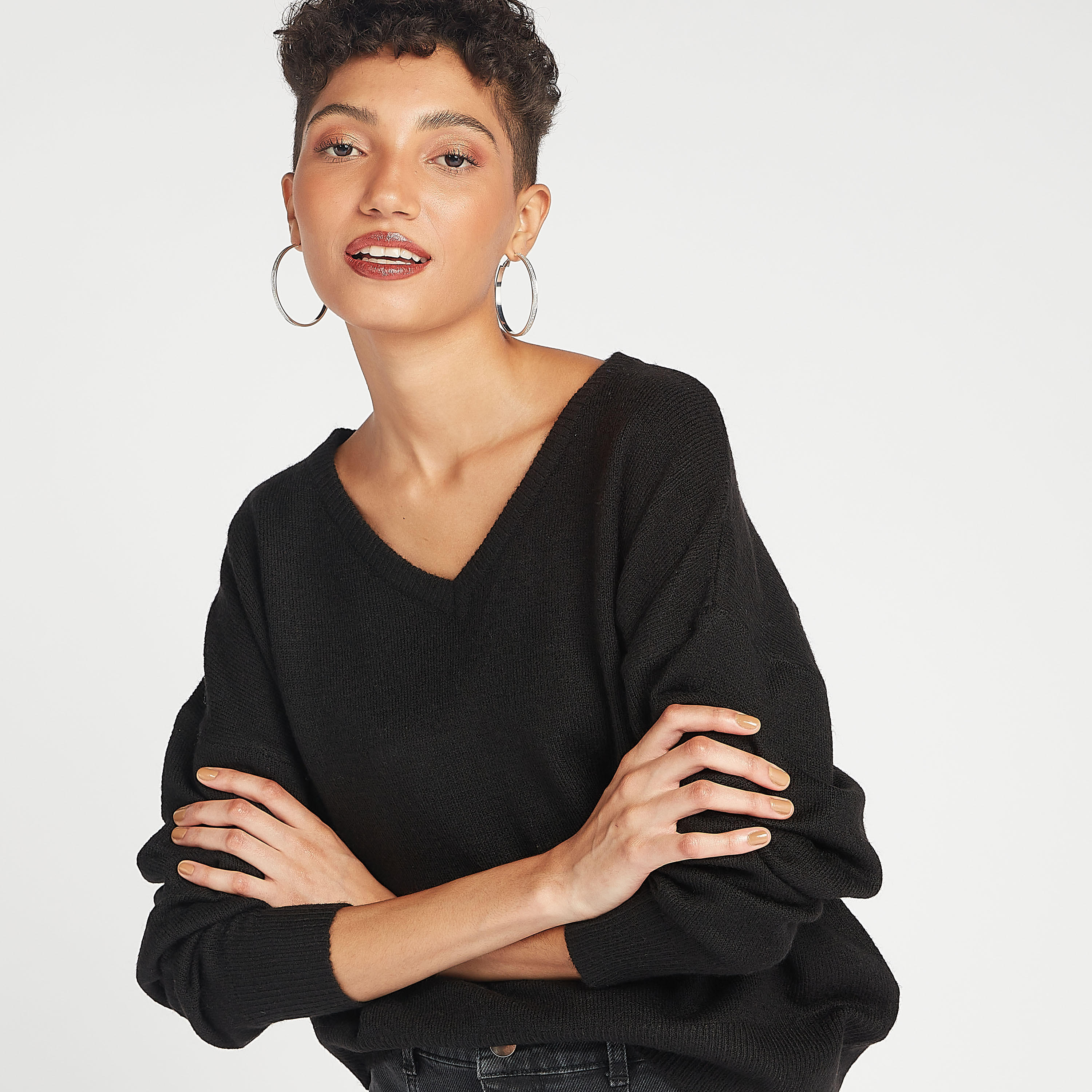 2Xtremz Textured V-neck Sweater with Long Sleeves-women-clothing-cardigansandjumpers-jumpers-image-5