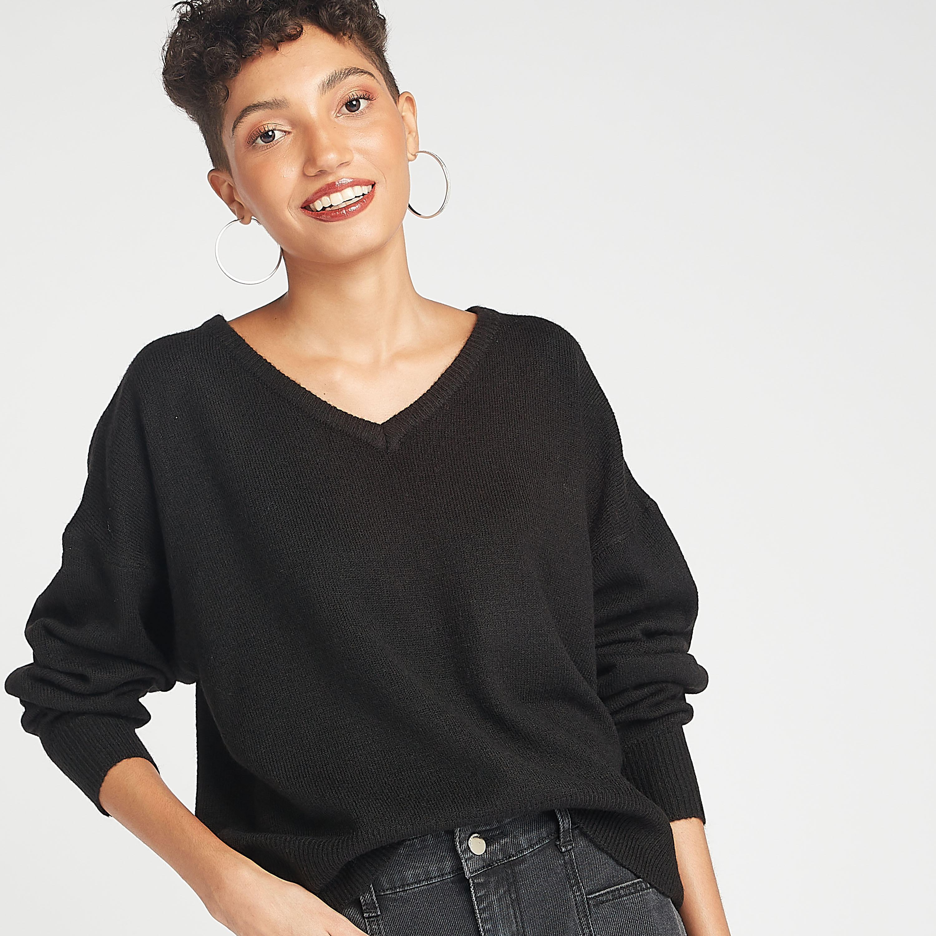 2Xtremz Textured V-neck Sweater with Long Sleeves-women-clothing-cardigansandjumpers-jumpers-image-6