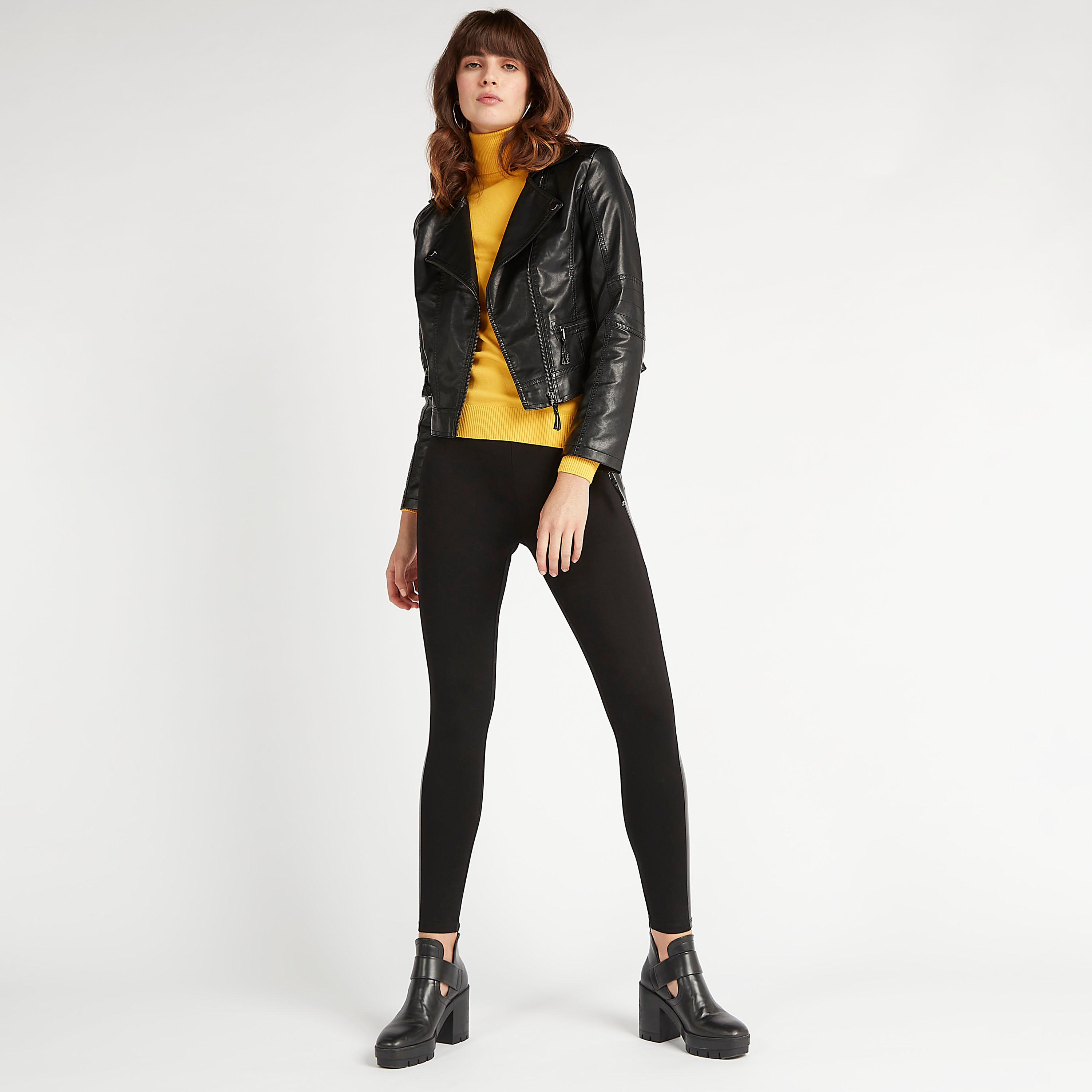 جاكيت بايكر سادة بسحّاب وأكمام طويلة وجيوب من تو إكستريمز-women-winterwear-coatsandjackets-jackets-image-4