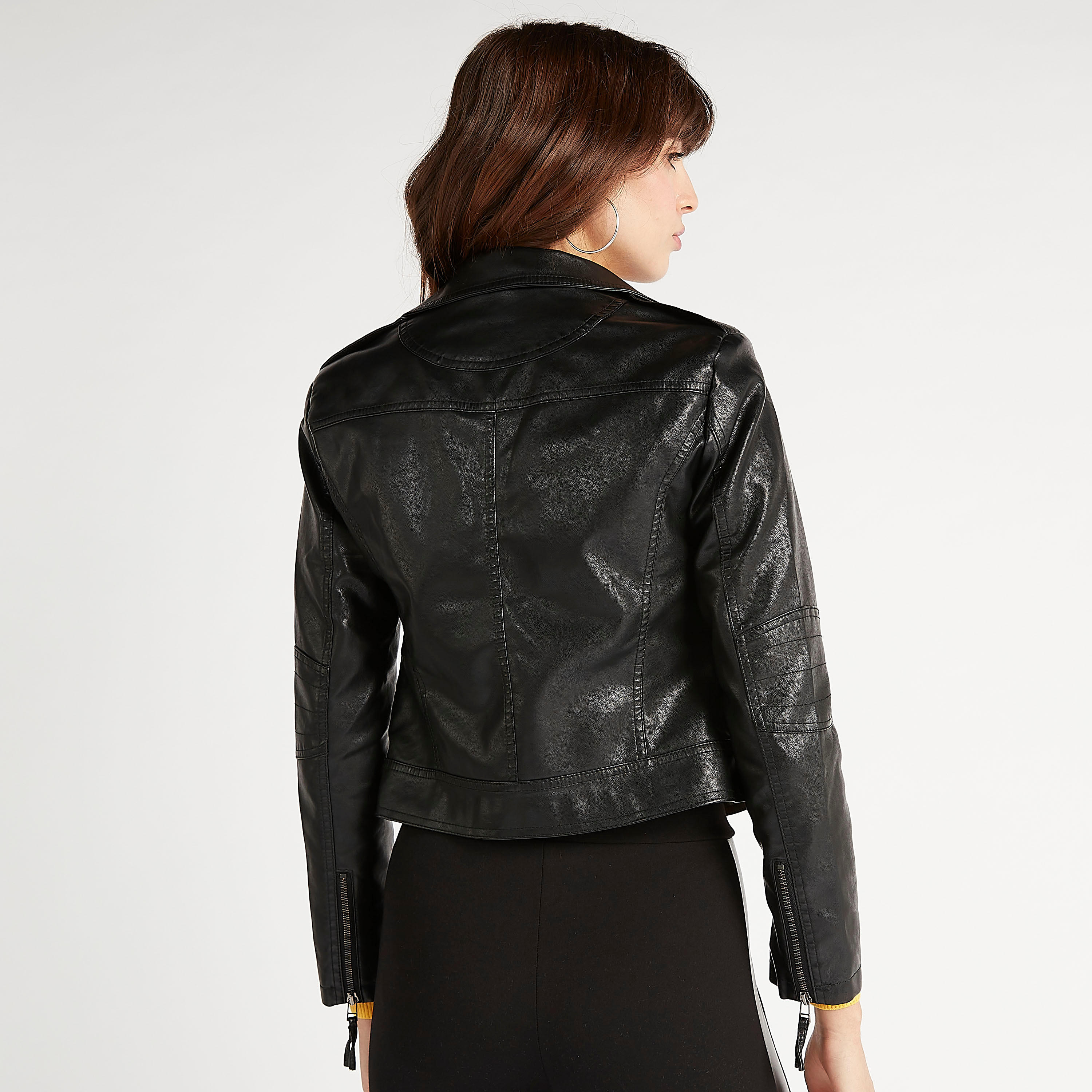 جاكيت بايكر سادة بسحّاب وأكمام طويلة وجيوب من تو إكستريمز-women-winterwear-coatsandjackets-jackets-image-2