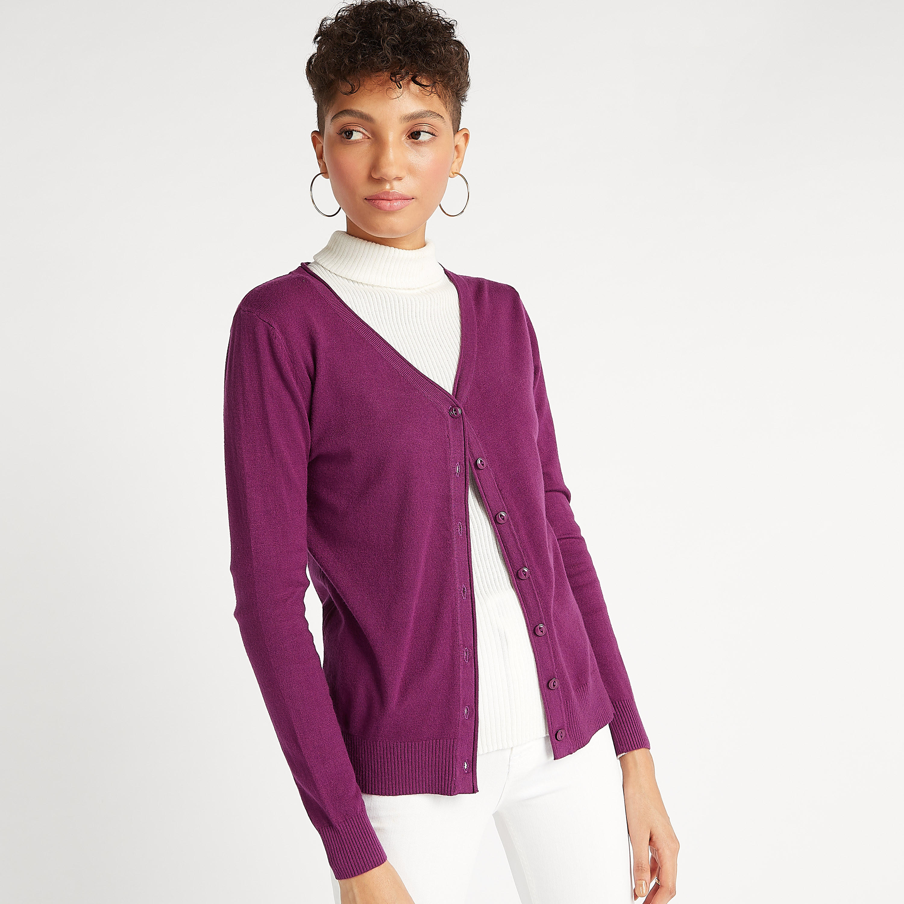كارديجان بارز الملمس بياقة v وأكمام طويلة من تو إكستريمز-women-winterwear-cardigansandjumpers-cardigans-image-1