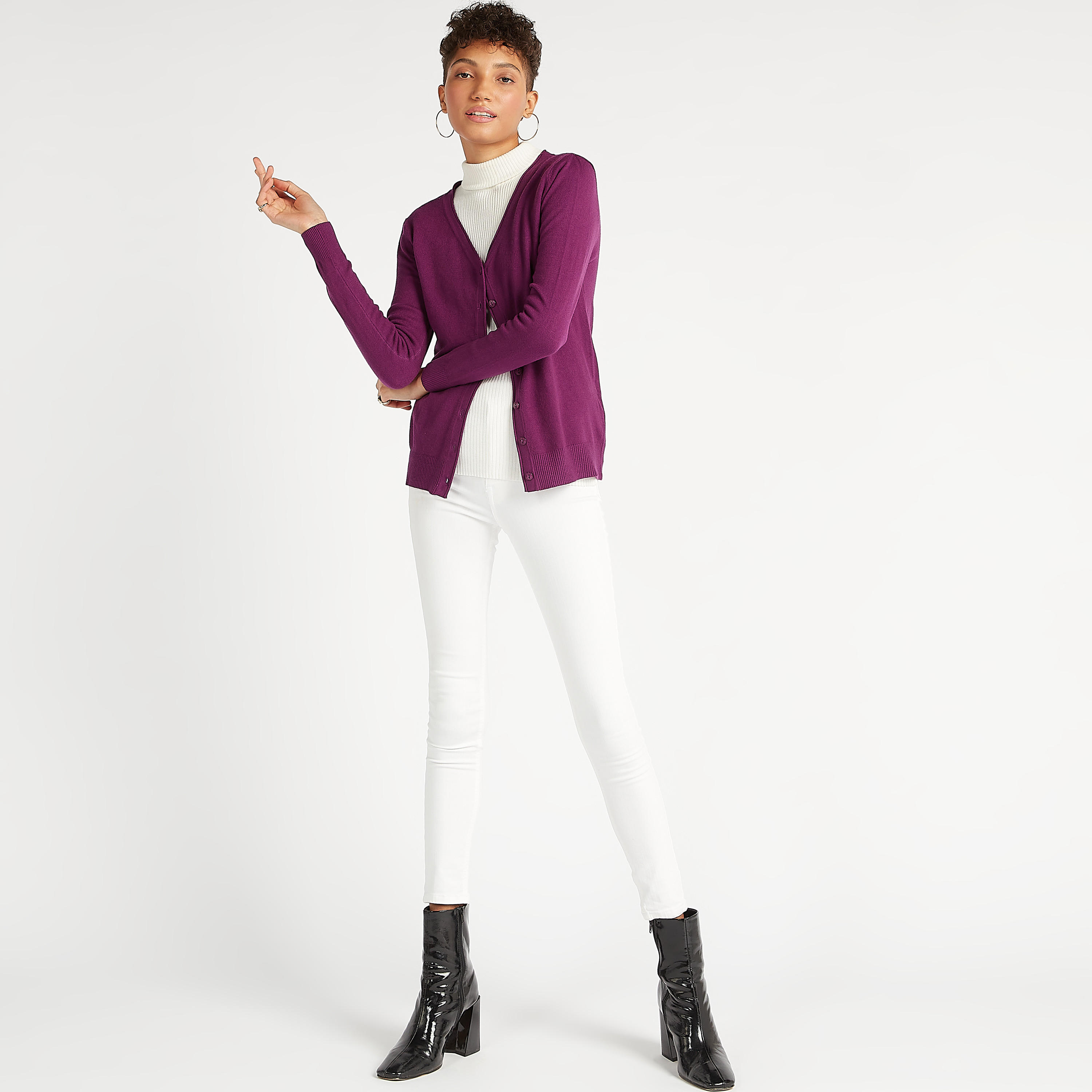 كارديجان بارز الملمس بياقة v وأكمام طويلة من تو إكستريمز-women-winterwear-cardigansandjumpers-cardigans-image-2