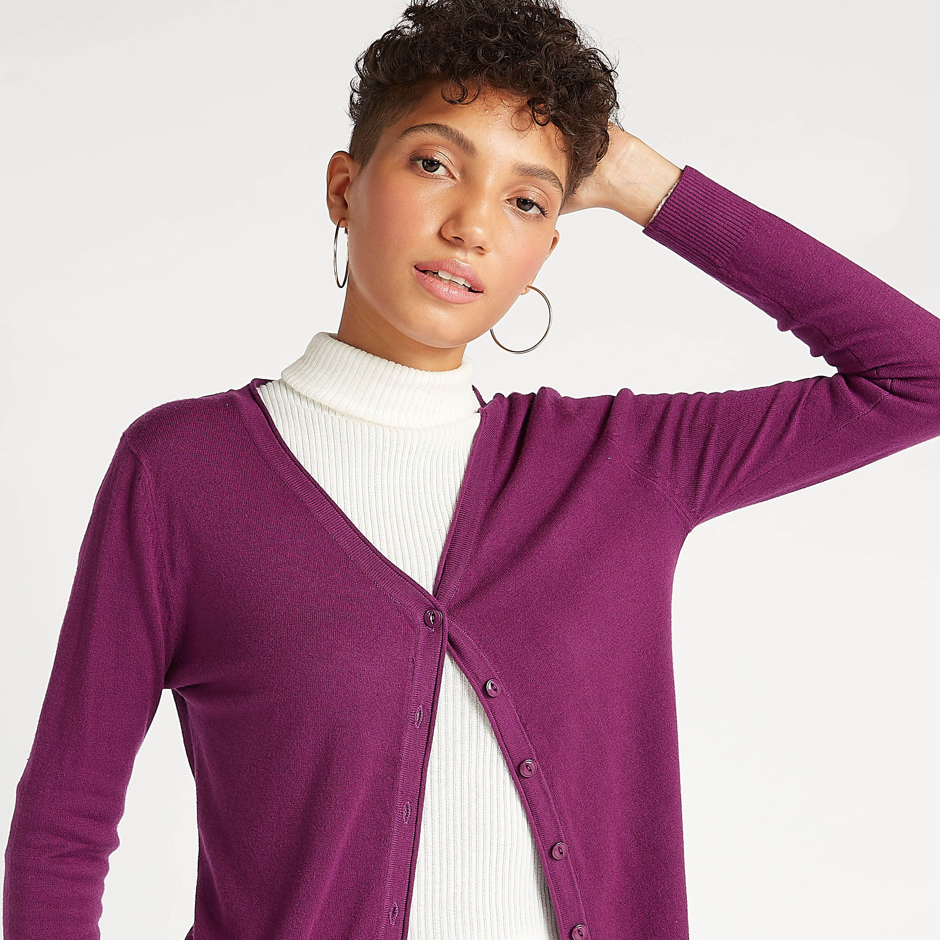 كارديجان بارز الملمس بياقة v وأكمام طويلة من تو إكستريمز-women-winterwear-cardigansandjumpers-cardigans-image-3