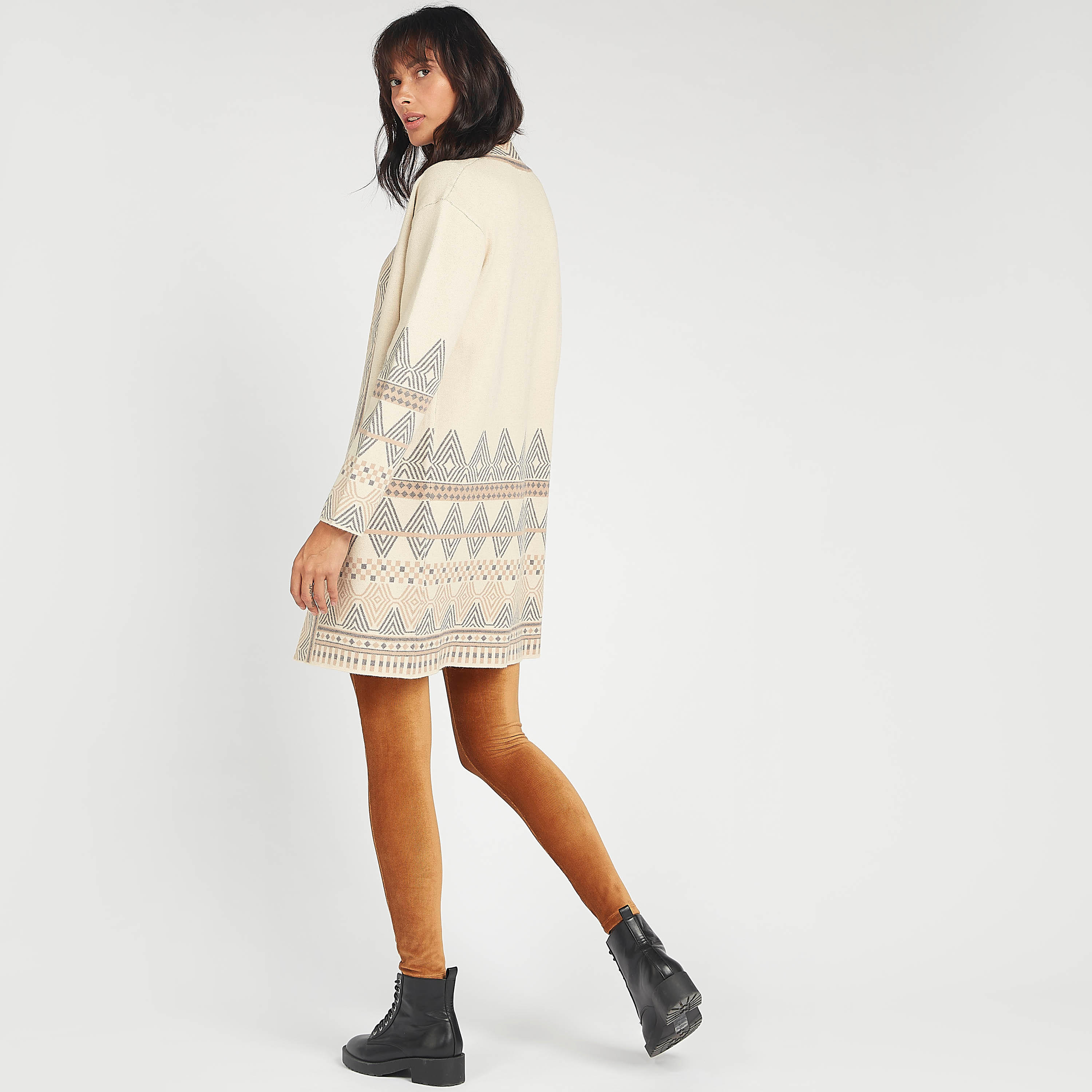 Textured Longline Cardigan with Shawl Neck and Long Sleeves-women-winterwear-cardigansandjumpers-cardigans-image-2