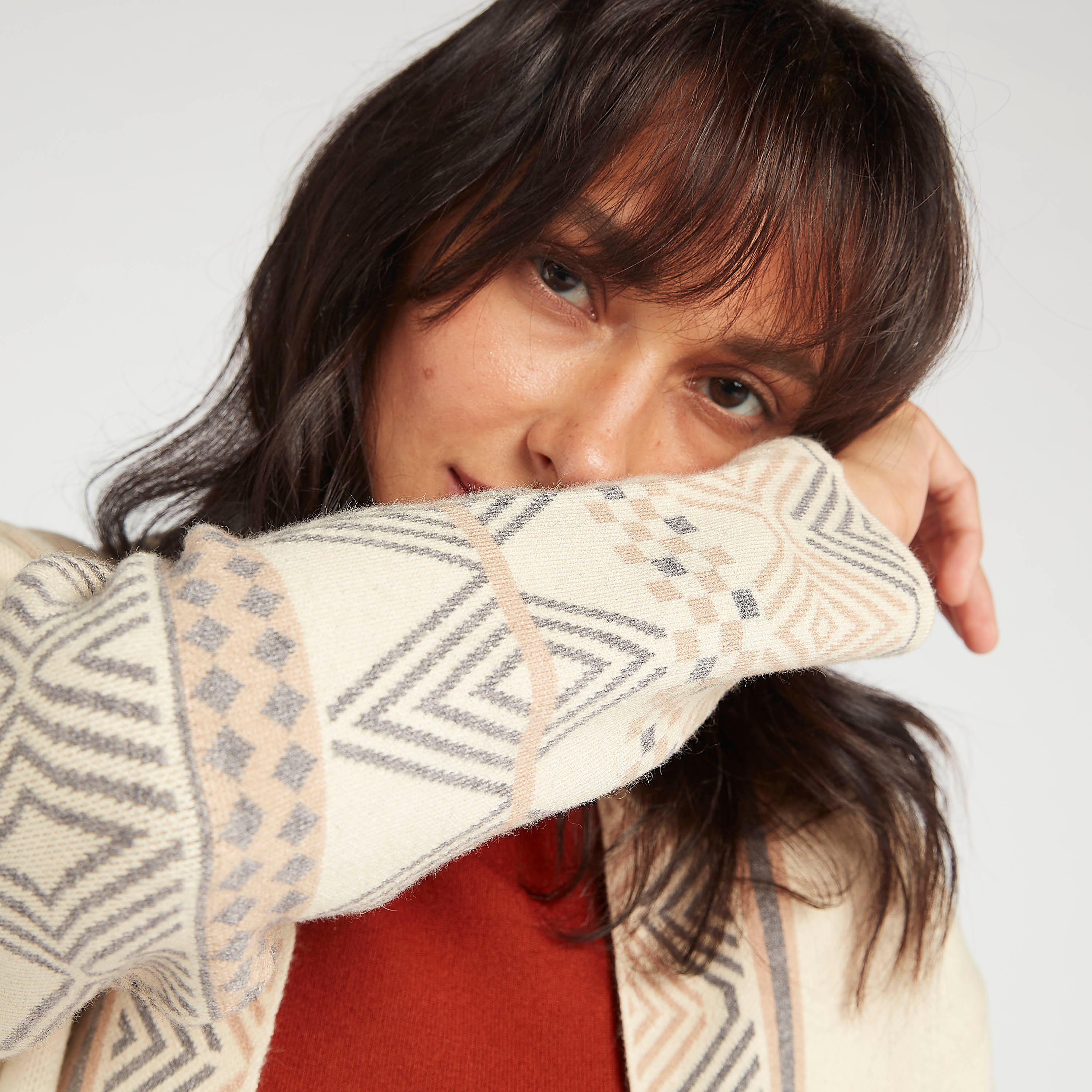 Textured Longline Cardigan with Shawl Neck and Long Sleeves-women-winterwear-cardigansandjumpers-cardigans-image-3