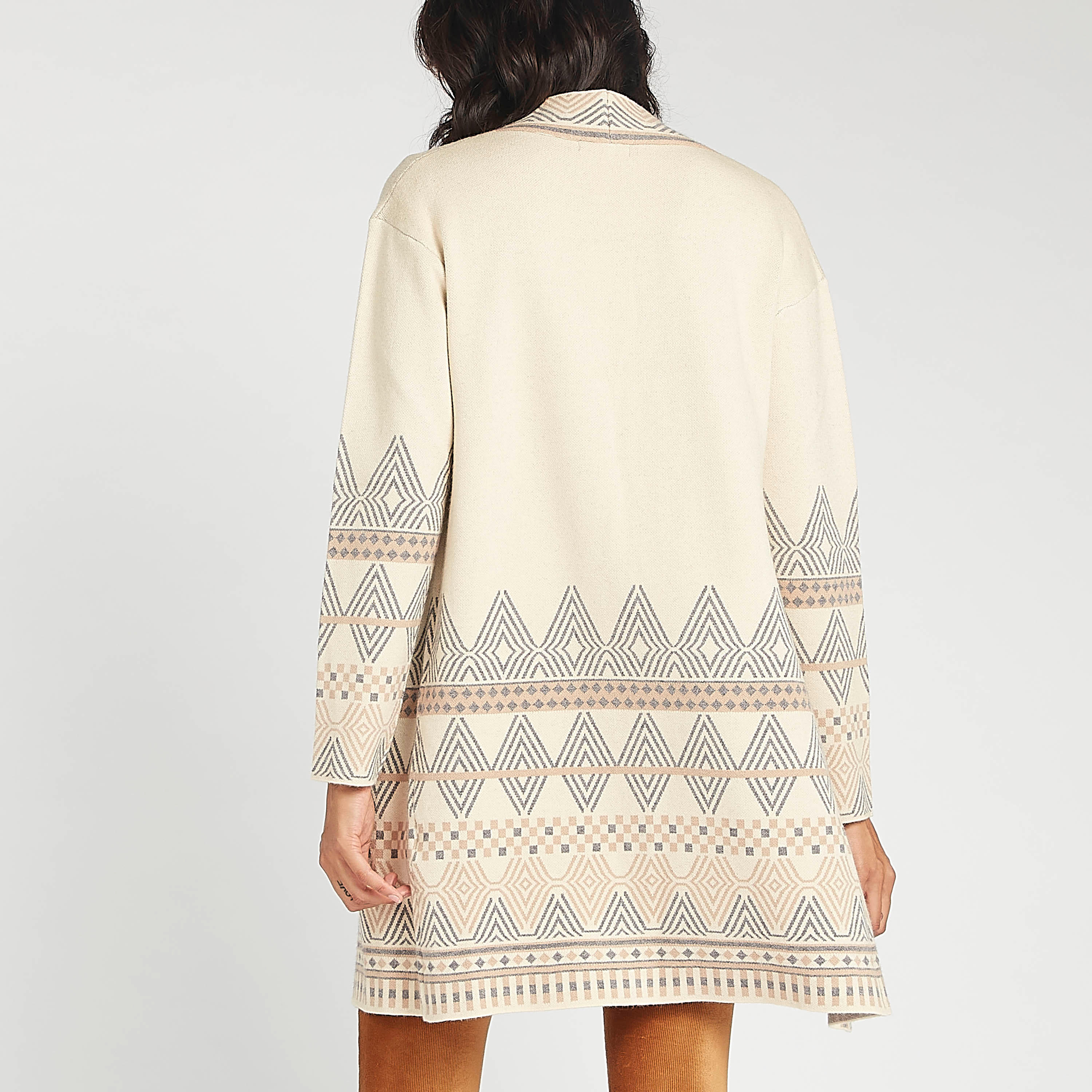 Textured Longline Cardigan with Shawl Neck and Long Sleeves-women-winterwear-cardigansandjumpers-cardigans-image-5