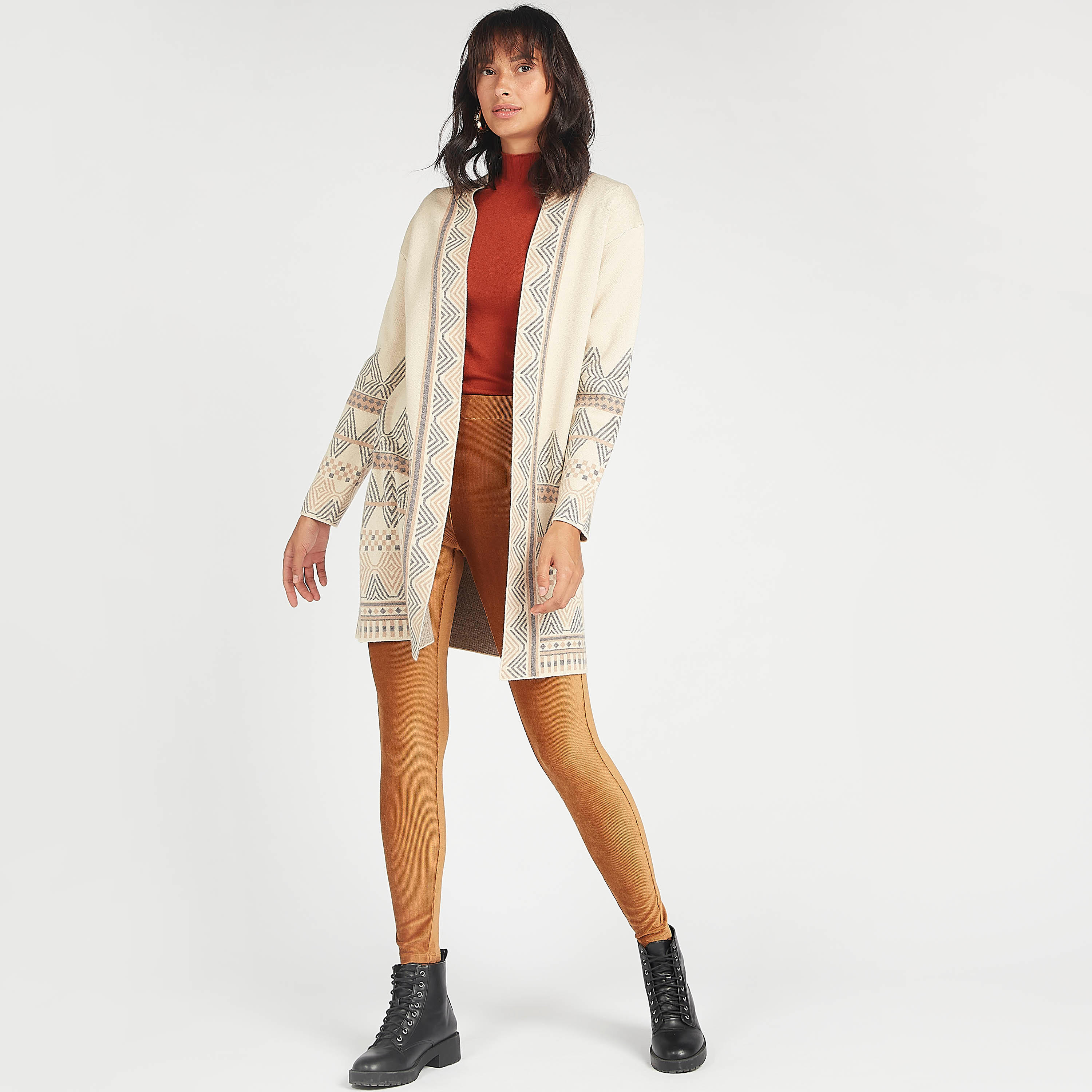 Textured Longline Cardigan with Shawl Neck and Long Sleeves-women-winterwear-cardigansandjumpers-cardigans-image-8