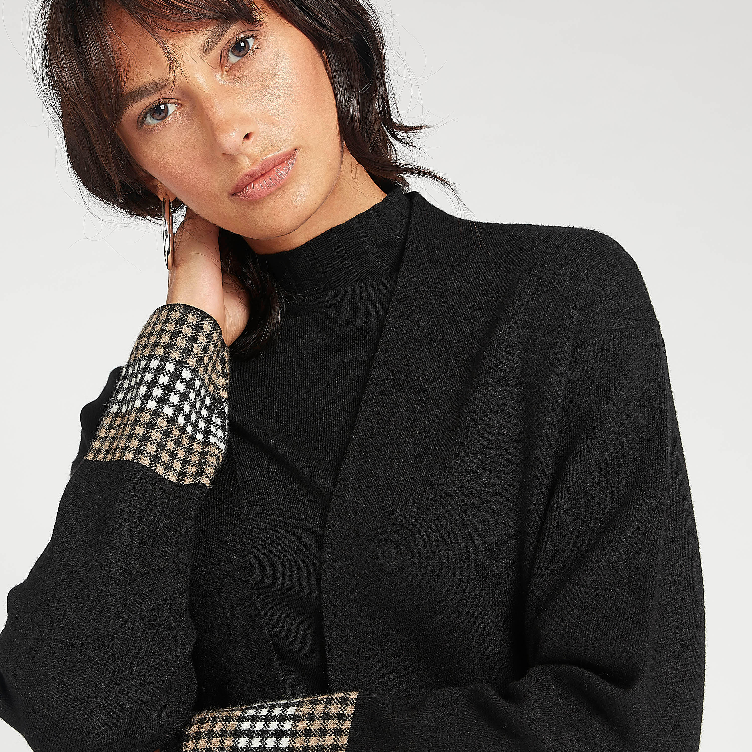 كارديجان طويل كاروهات بأكمام طويل من تو إكستريمز-women-winterwear-cardigansandjumpers-cardigans-image-6