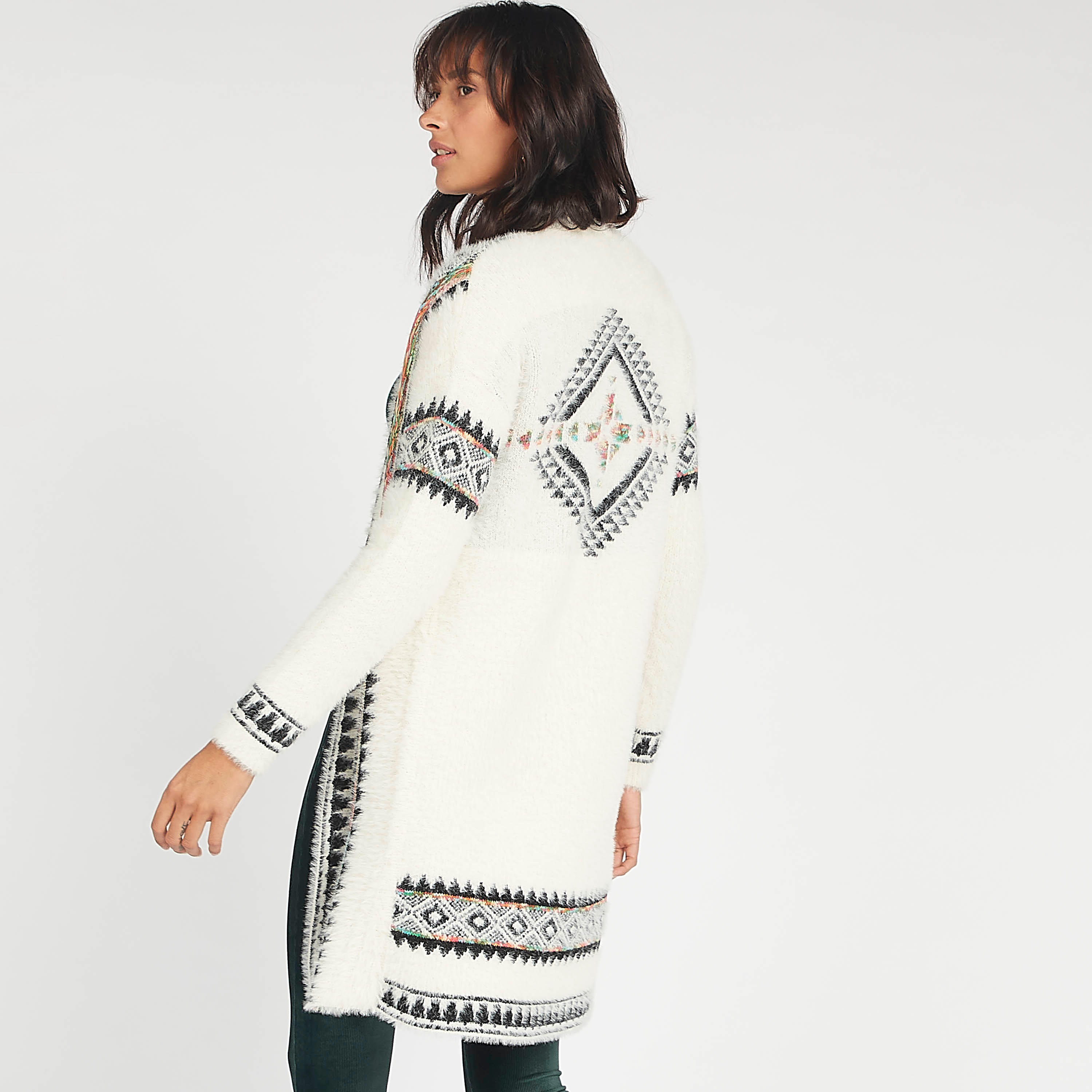 كارديجان طويل بارز الملمس بأكمام طويلة و ياقة منسدلة-women-winterwear-cardigansandjumpers-cardigans-image-1